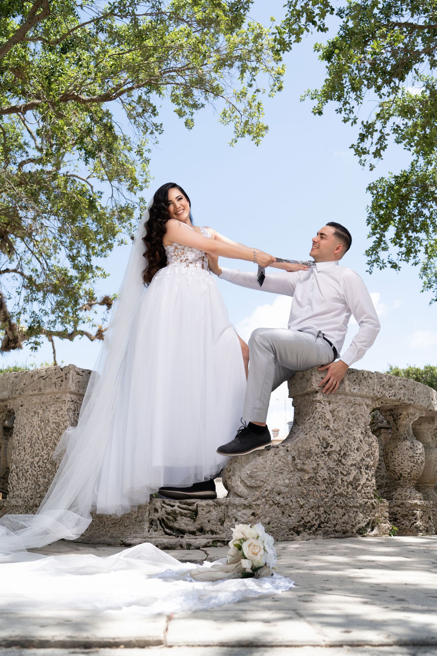 Wedding photoshoot at Vizcaya Museum