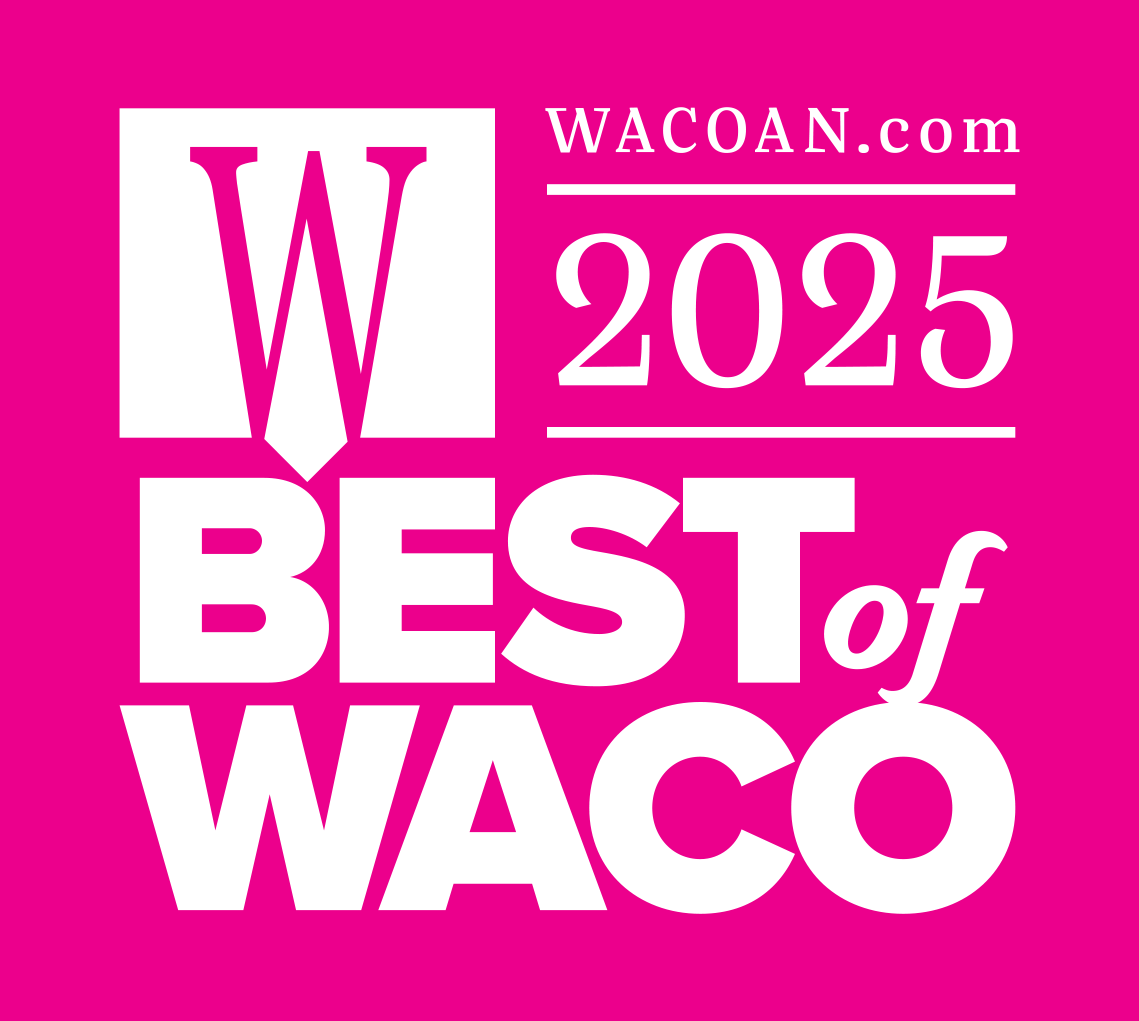 Bright pink banner with white text showing WACOAN.com, WACO WAYFINDER, BEST WACO 2025 and WASS logos.