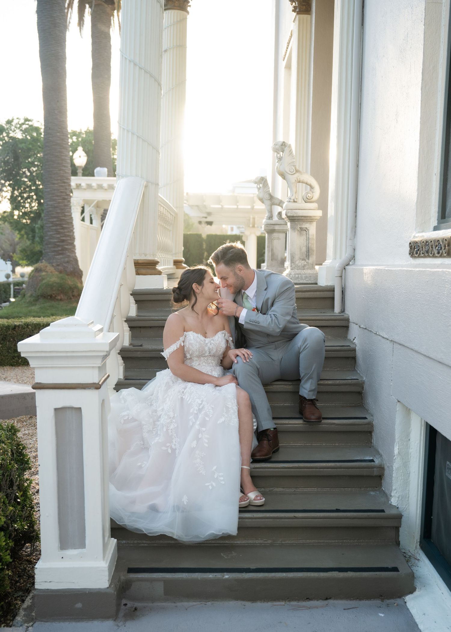 Exterior of Jefferson Street Mansion in Benicia, California during golden hour
