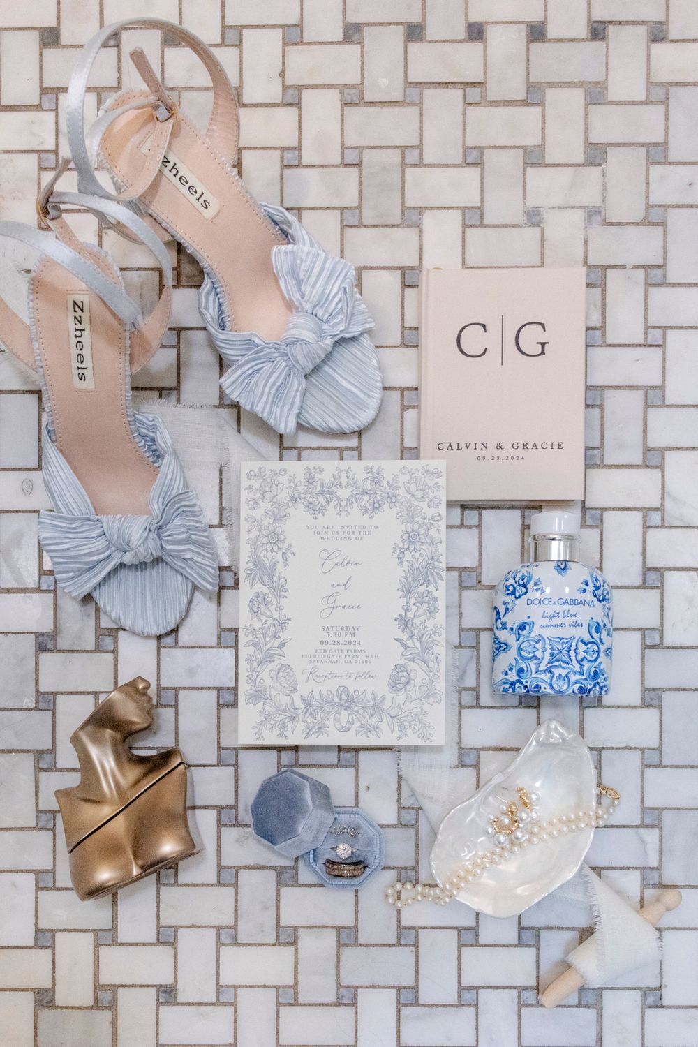 Bridal detail flatlay captured at a luxury Dripping Springs wedding.