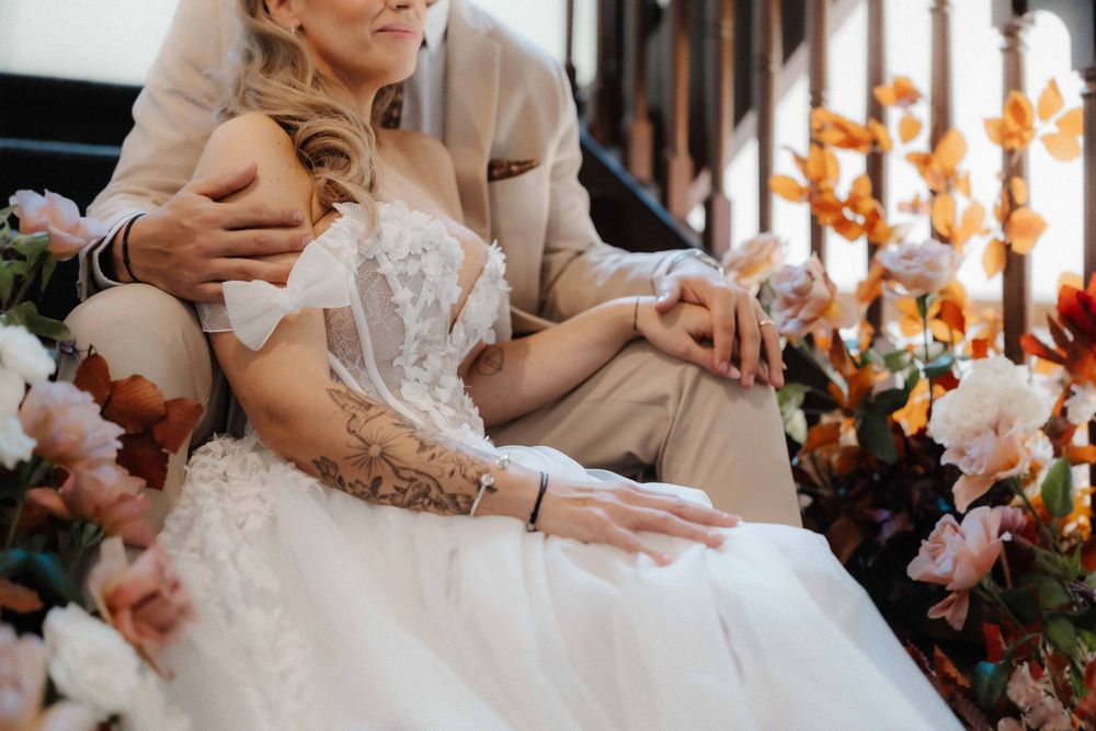 Elegant wedding ceremony details with soft lighting and romantic decor.