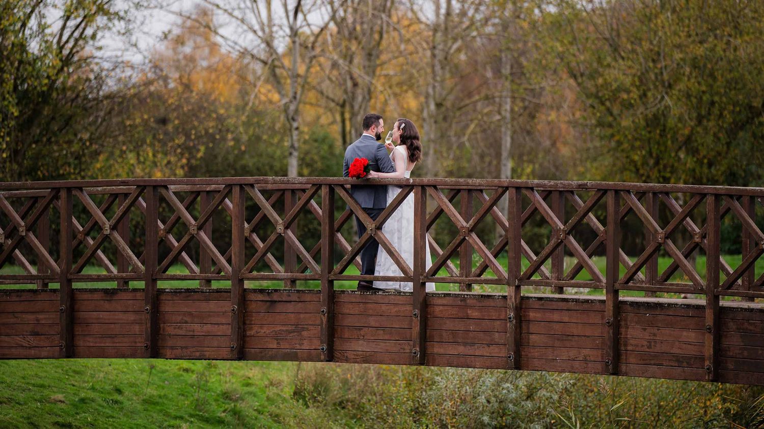 Bride and Groom share a toast to their marriage at Crows Nest Barton Marina
