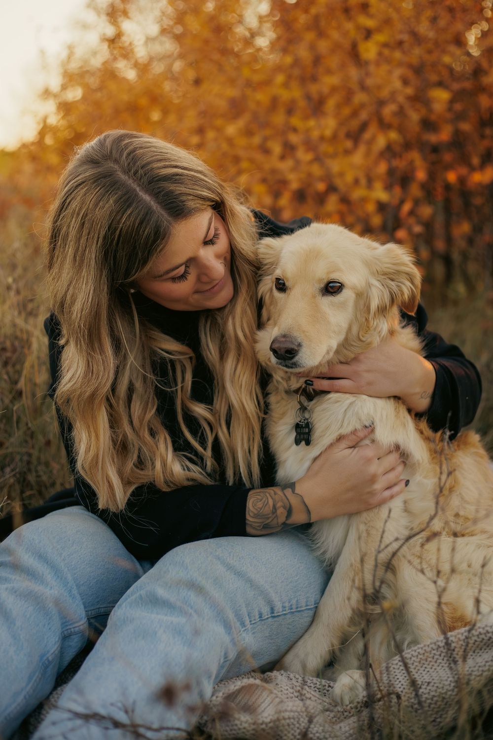 Hugging dogs