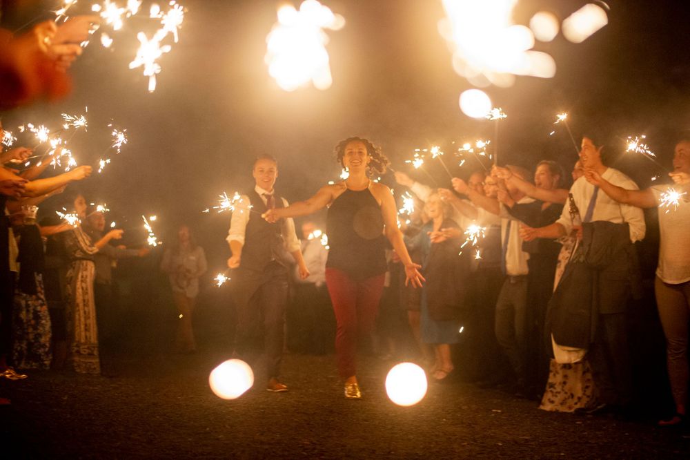 A sparkler send-off to conclude the wedding day