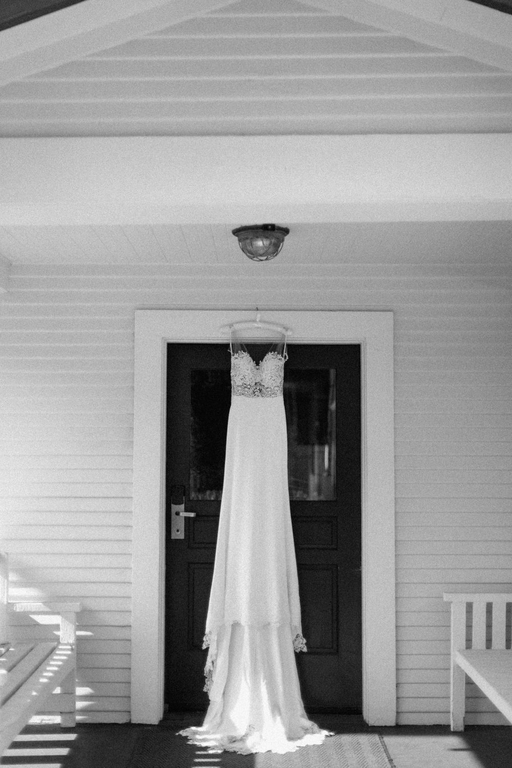La Jolla Wedding Photography, with a black and white photo of a wedding dress