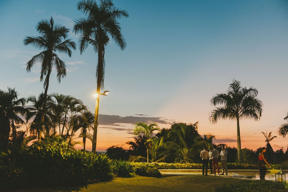 Sunset during a wedding reception in Colombia.