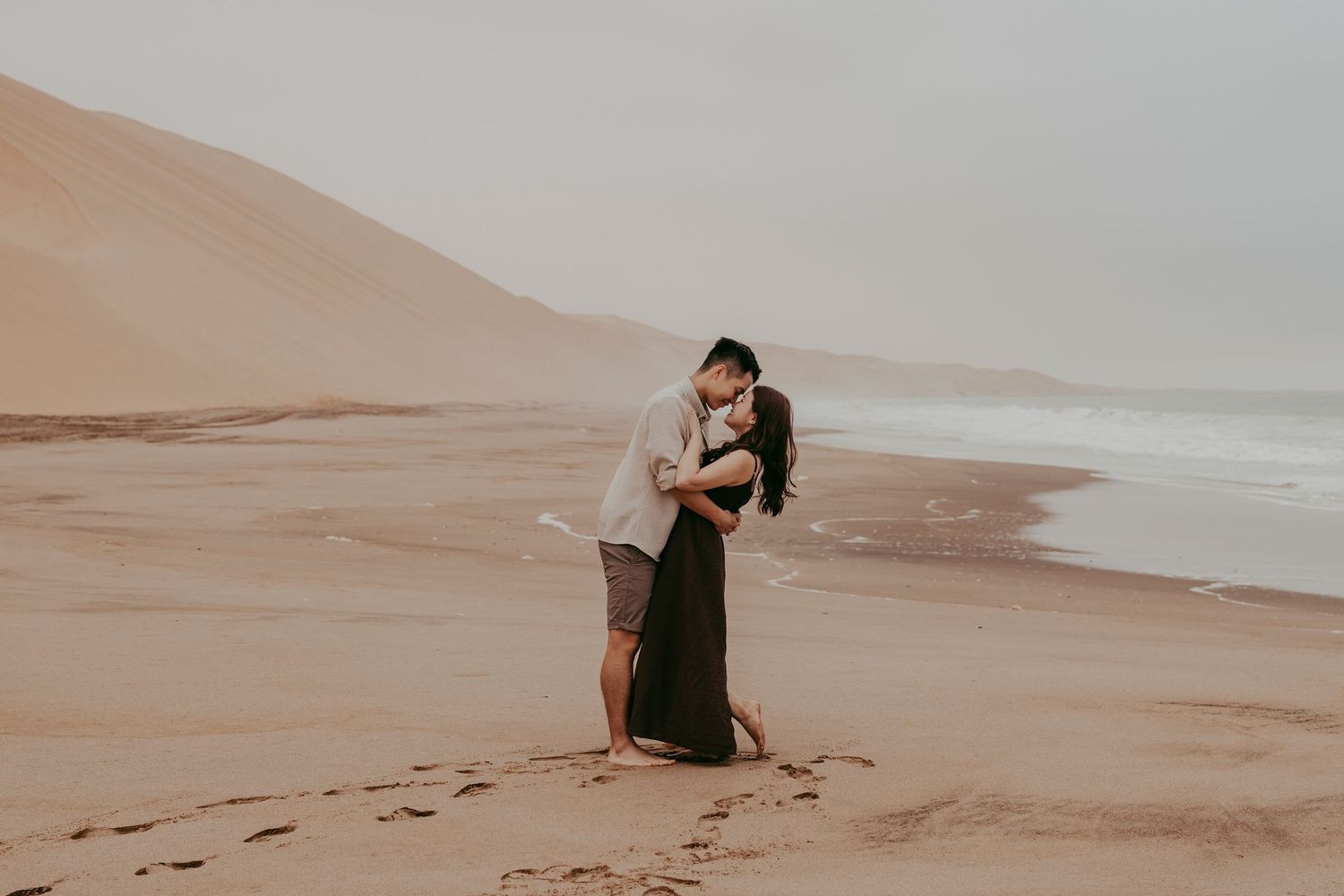 Sandwich Harbour tour where dunes meet the ocean luxury photoshoot