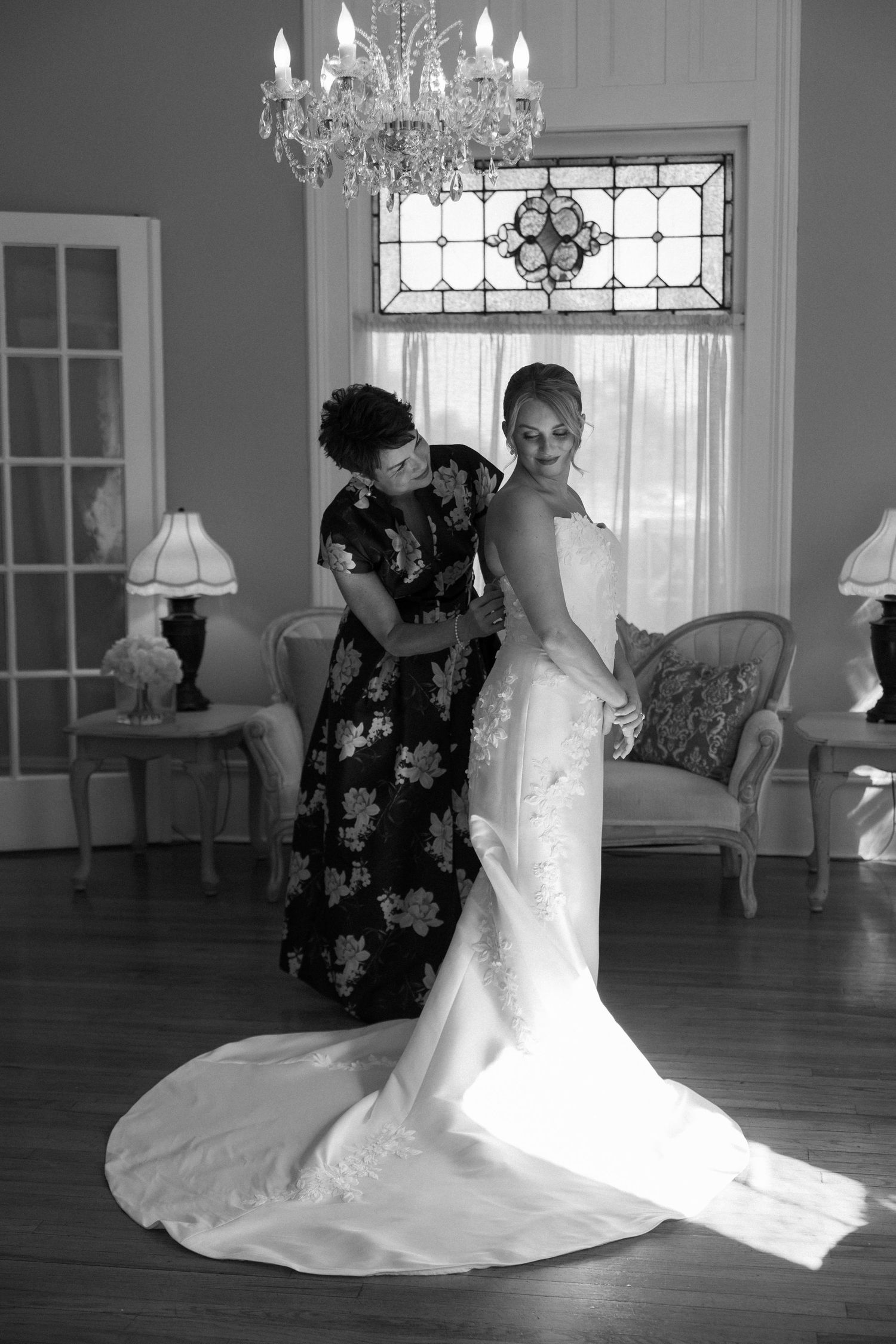 A photograph of a moment between mother and daughter on a wedding day at Lillian Gardens in Newnan, Georgia