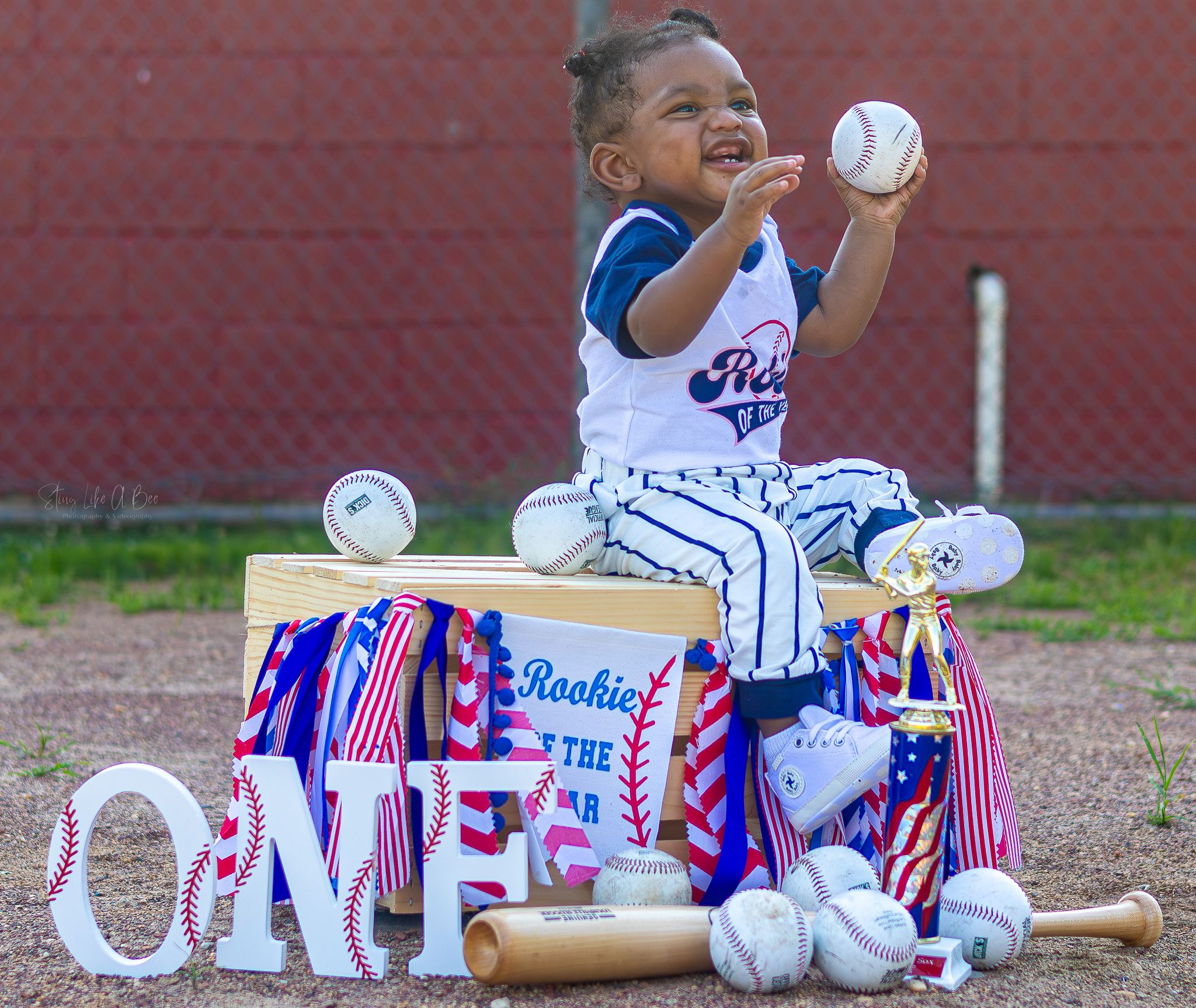 Kids birthday photography, baseball themed photography