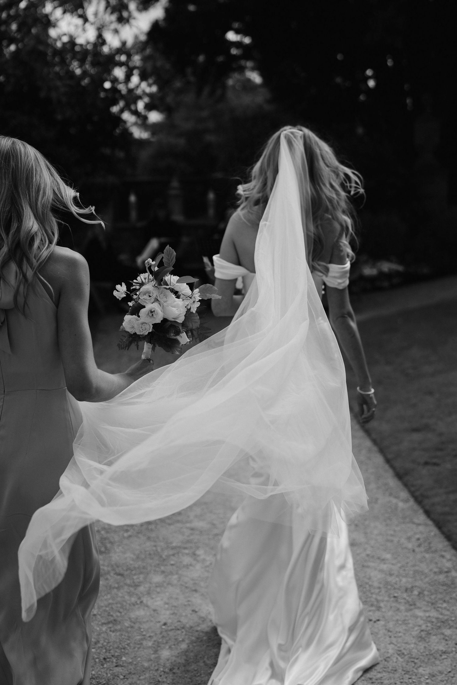 brides veil blowing in the wind at hamswell house wedding in bath