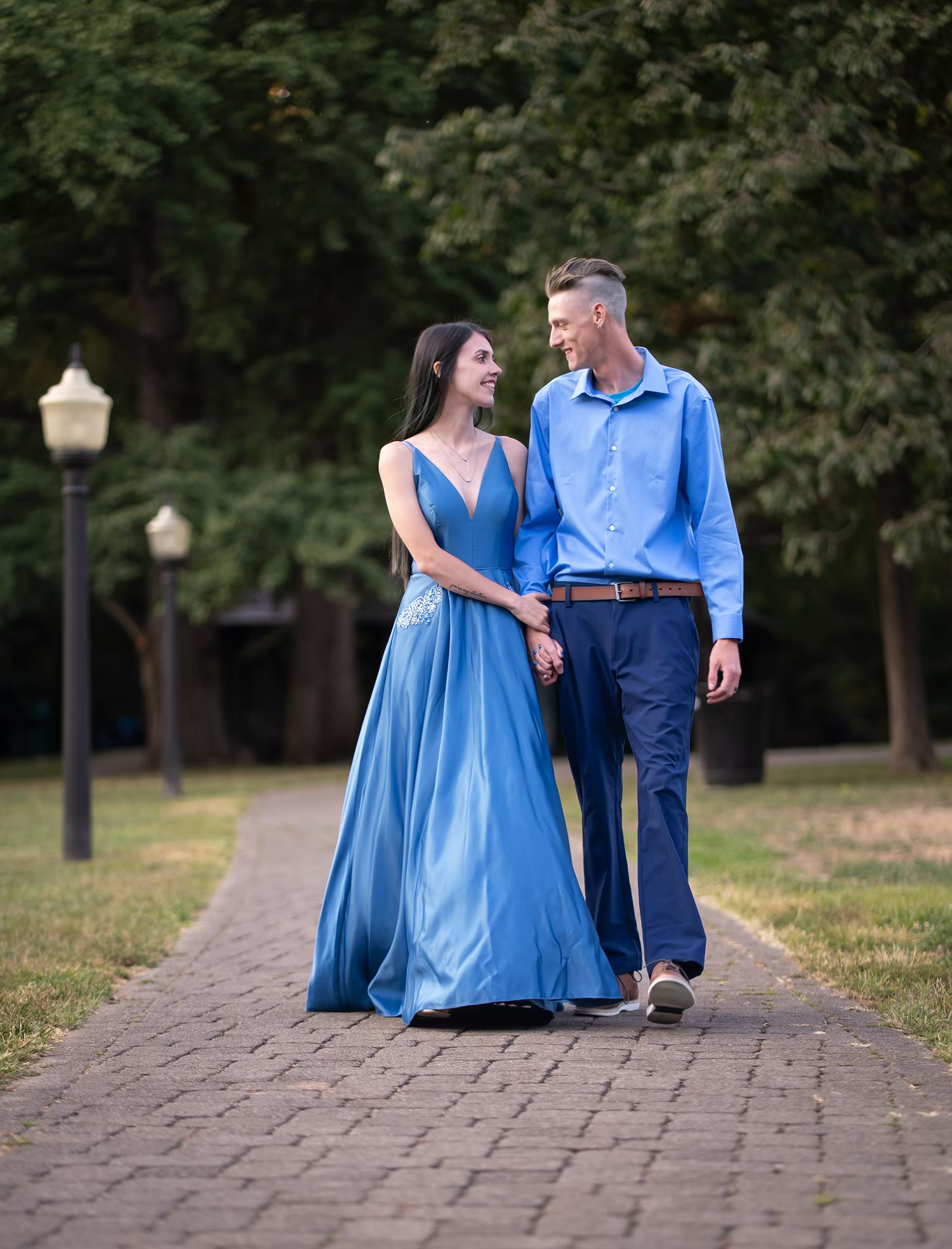 outdoor romantic couple photo during engagement session