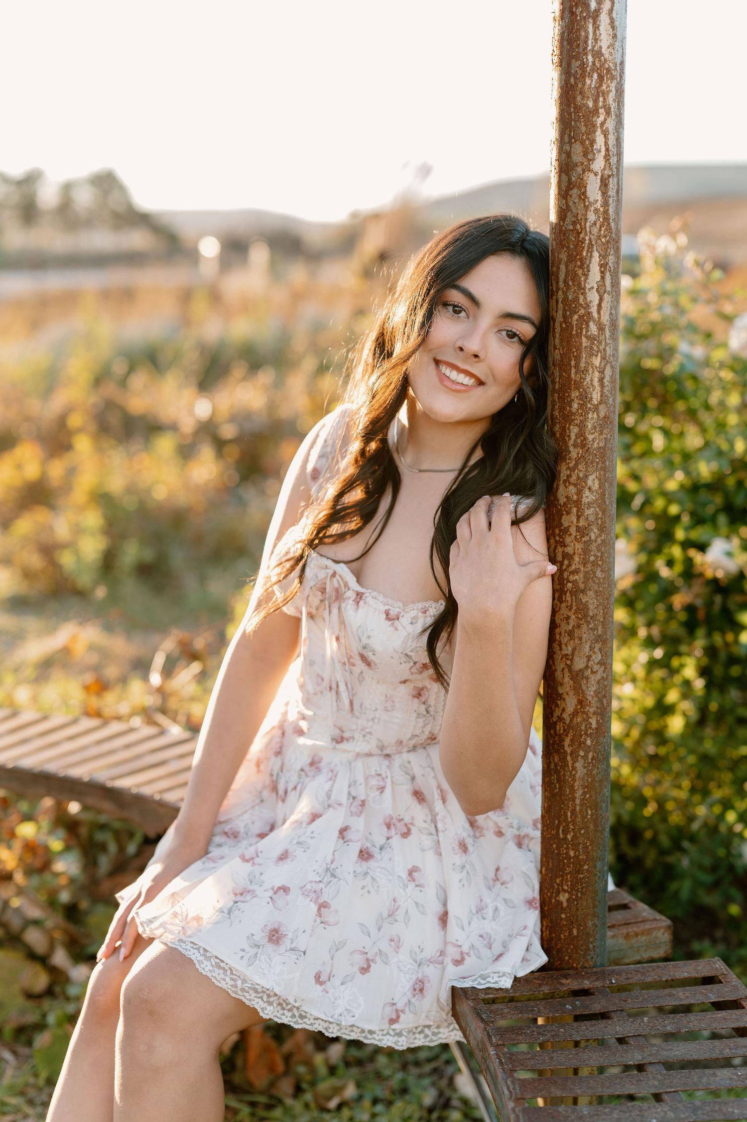 Sunset senior photos at Haven Flower Farm