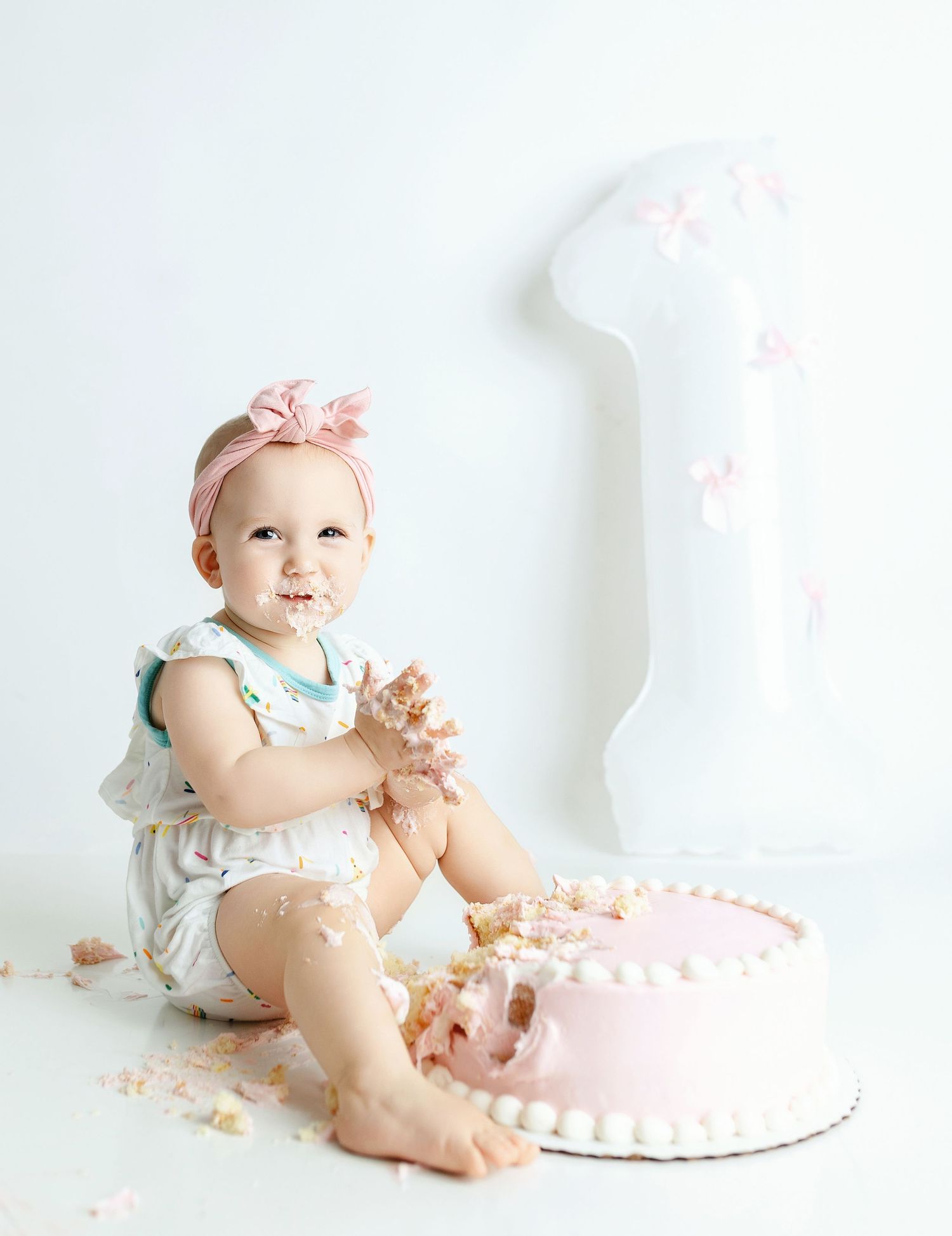 A white smash the cake. Greenville, SC newborn photographer, Easley, SC newborn photographer, Upstate SC newborn photographer