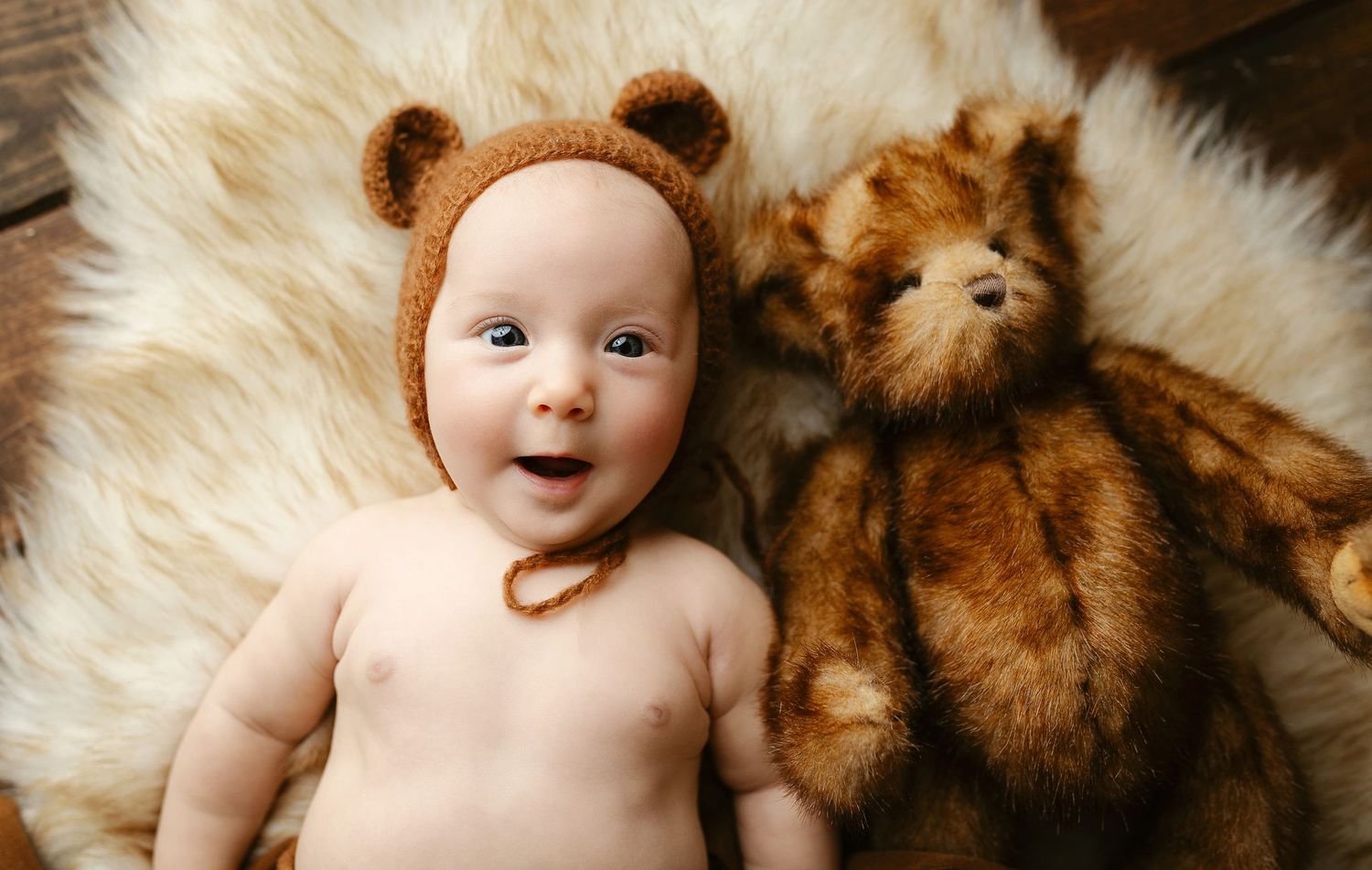 A baby and a bear hat. Greenville, SC newborn photographer, Easley, SC newborn photographer, Upstate SC newborn photographer