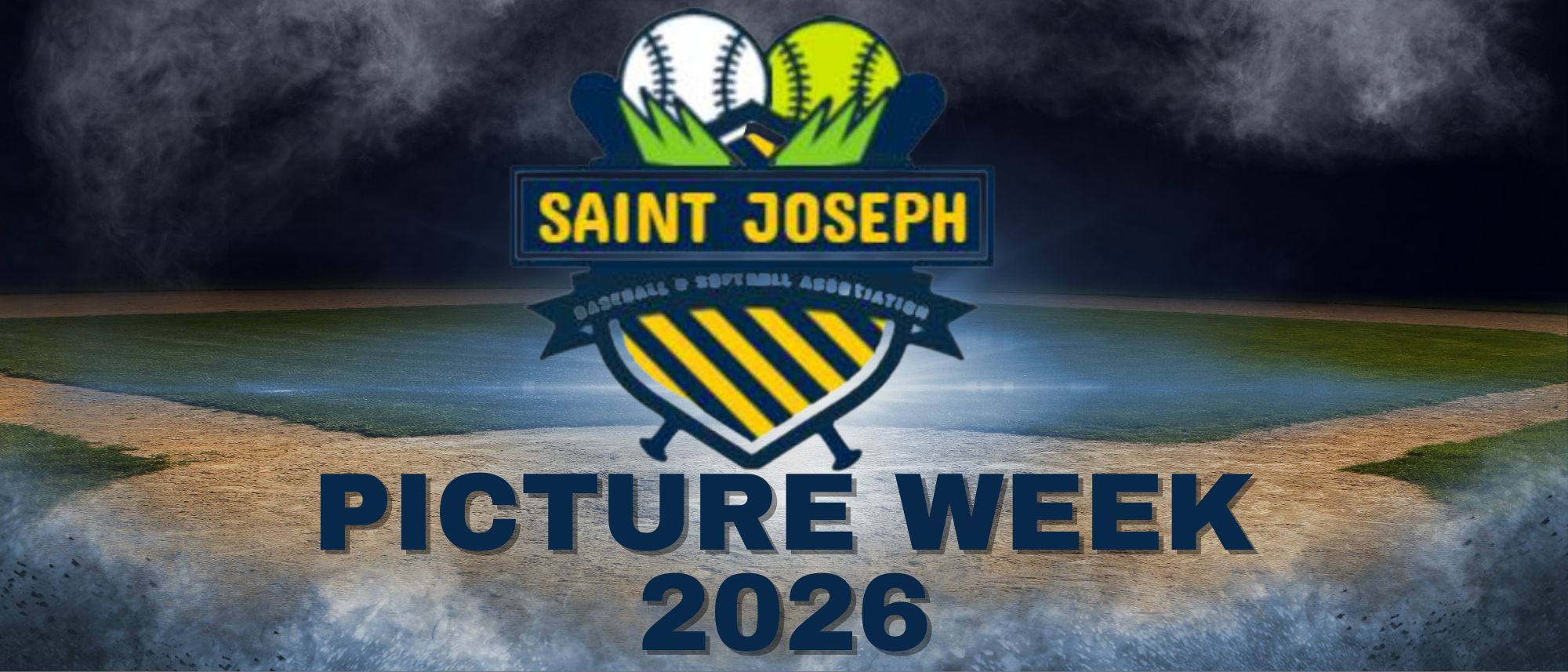 Saint Joseph sports banner with navy and lime green design elements.