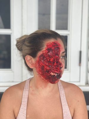 Half face ripped gore sfx makeup