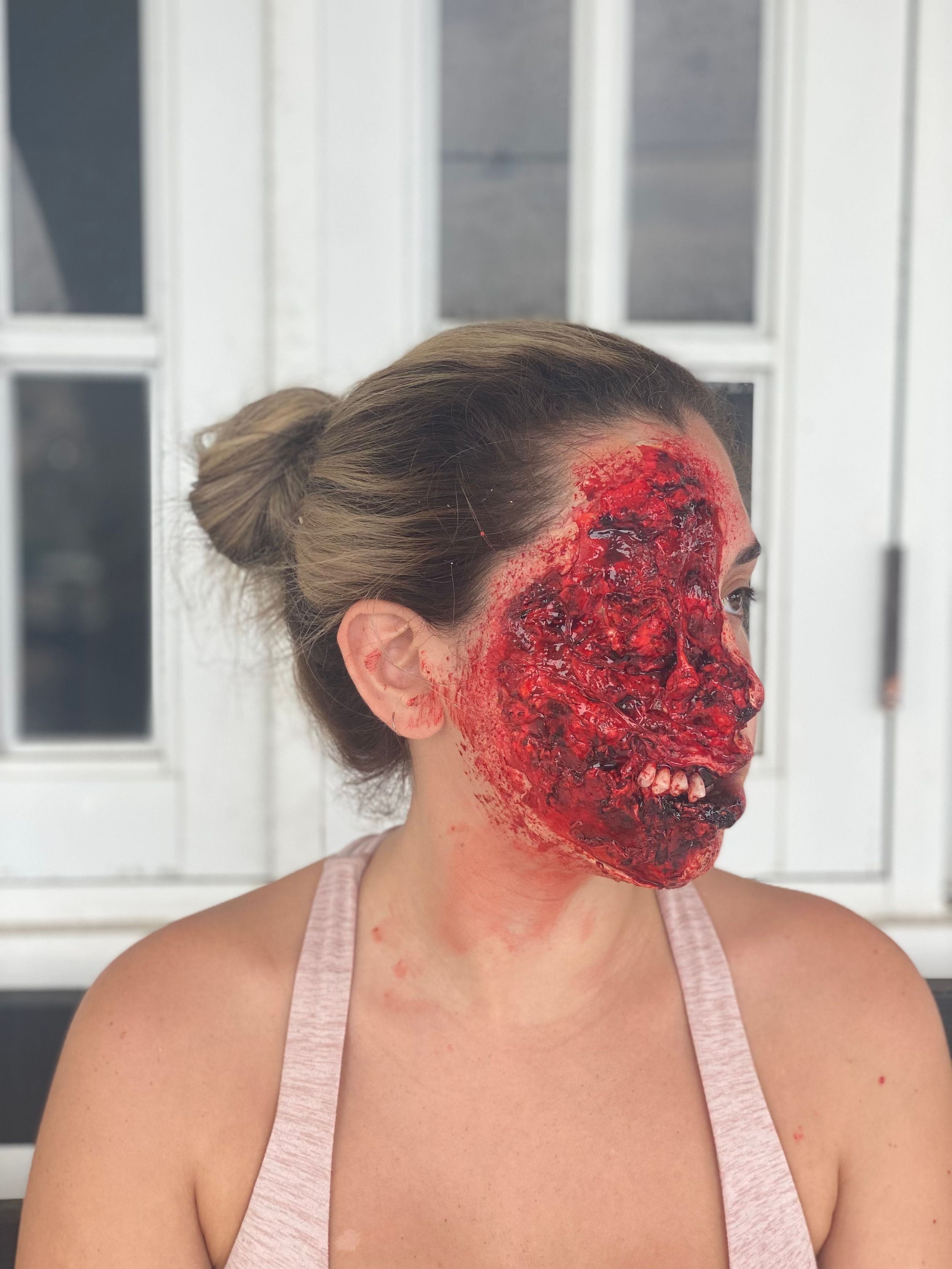 Half face ripped gore sfx makeup