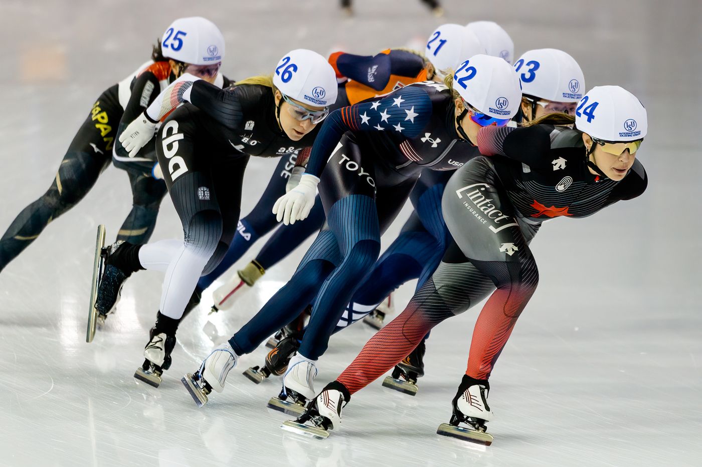 Valerie Maltais of Canada Skating in the Mass Start at Canada Cup 3 2022. Olympic Oval in Calgary, Ab
