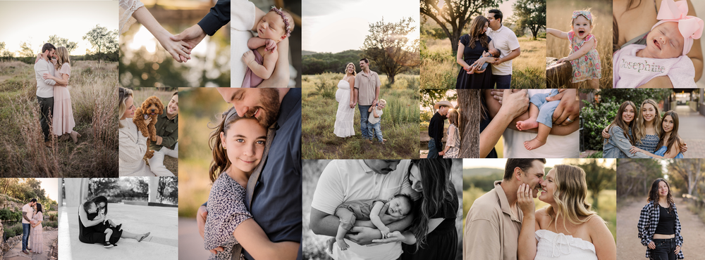 A photography business logo overlaid on a soft focus baby photo, by best San Antonio Photographer.