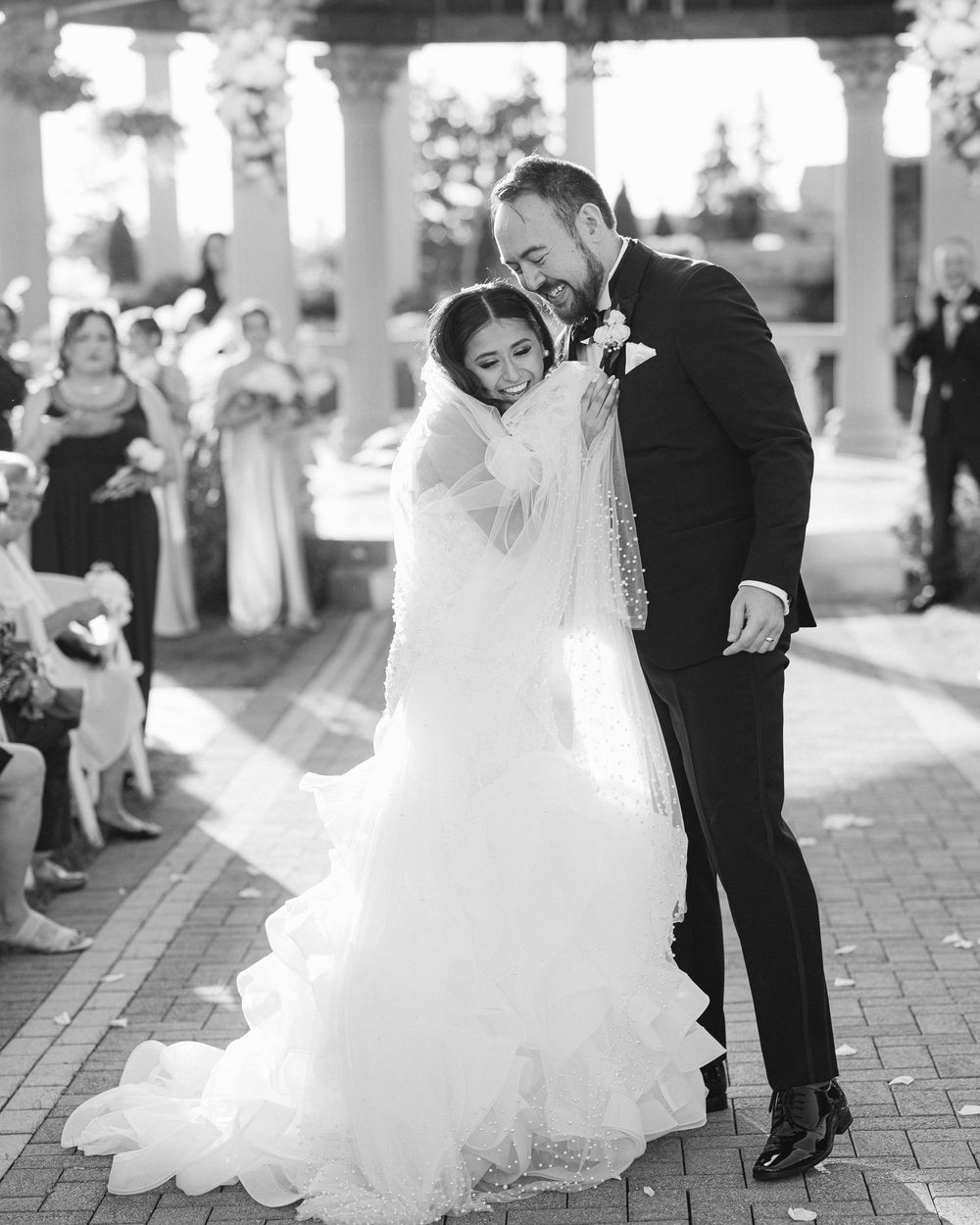 A sequence of black and white photos showing a couple dancing during their wedding celebration. - The Drake Oakbrook
