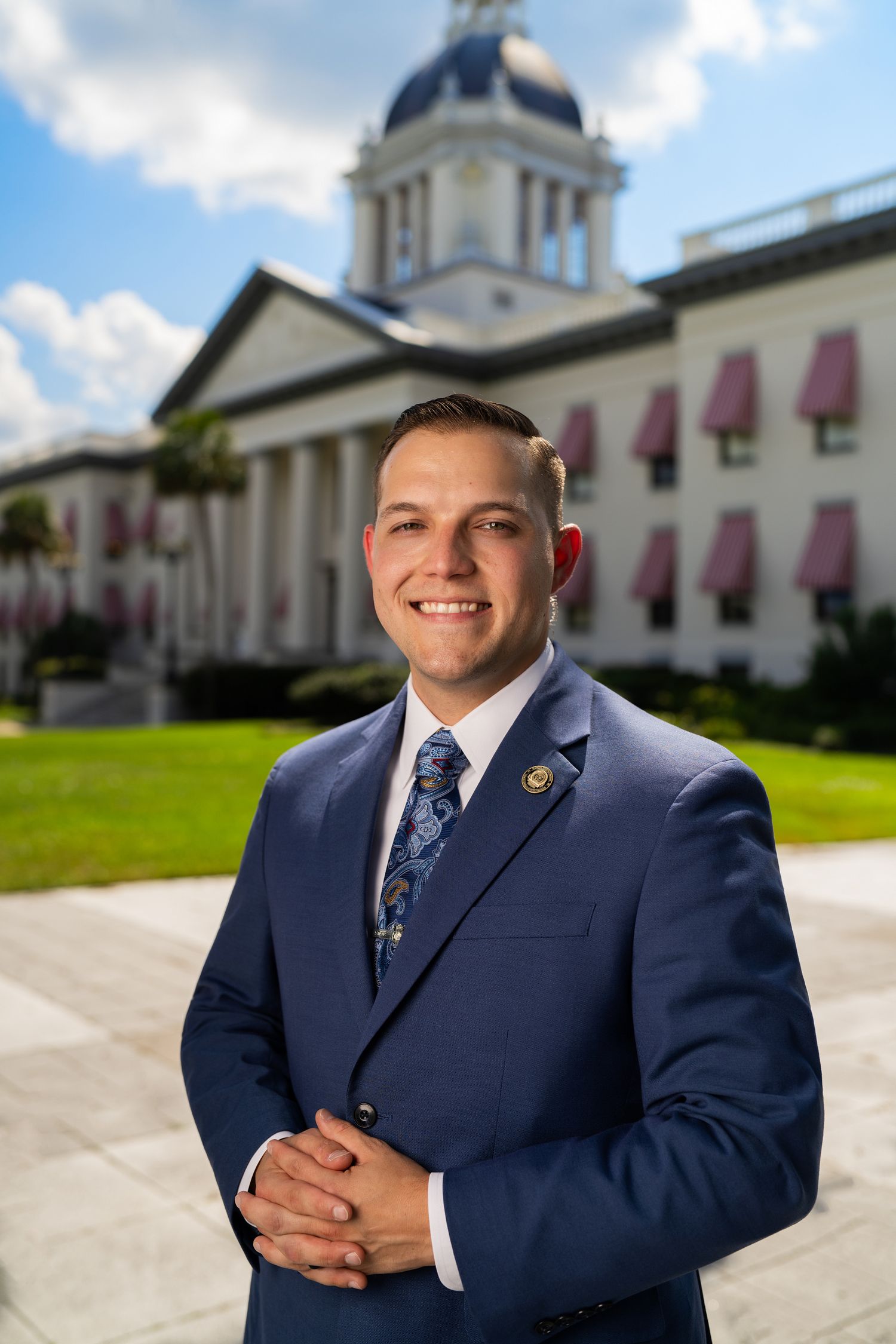 Orlando personal branding photographer Ray Alvarez — politician personal branding portrait in front of state capitol building