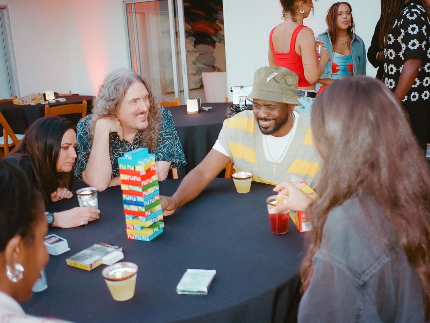 Weird Al playing Jenga at Questlove's Game Night