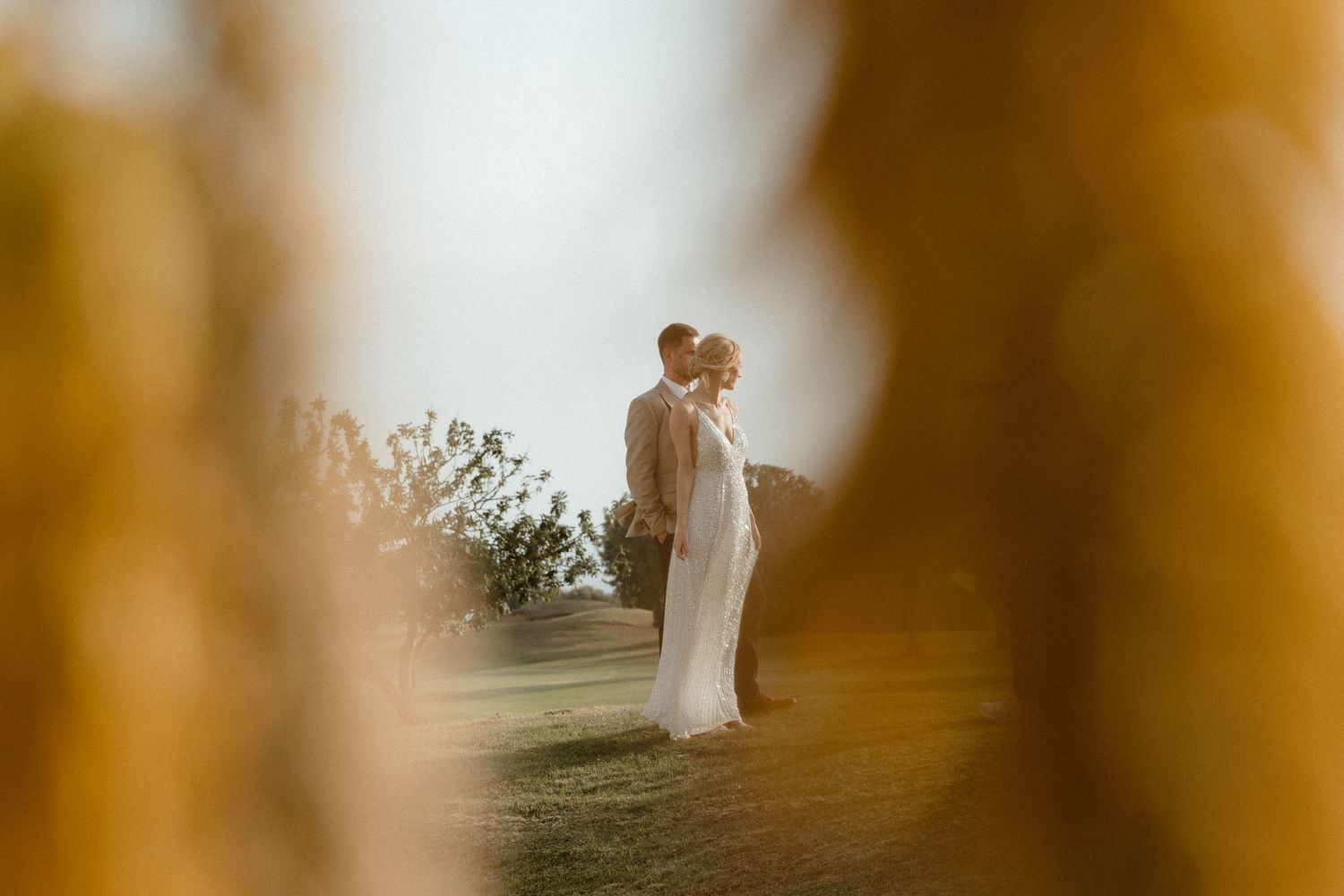 Sunset photography cinematic portraits during a wedding in Cyprus, Paphos.