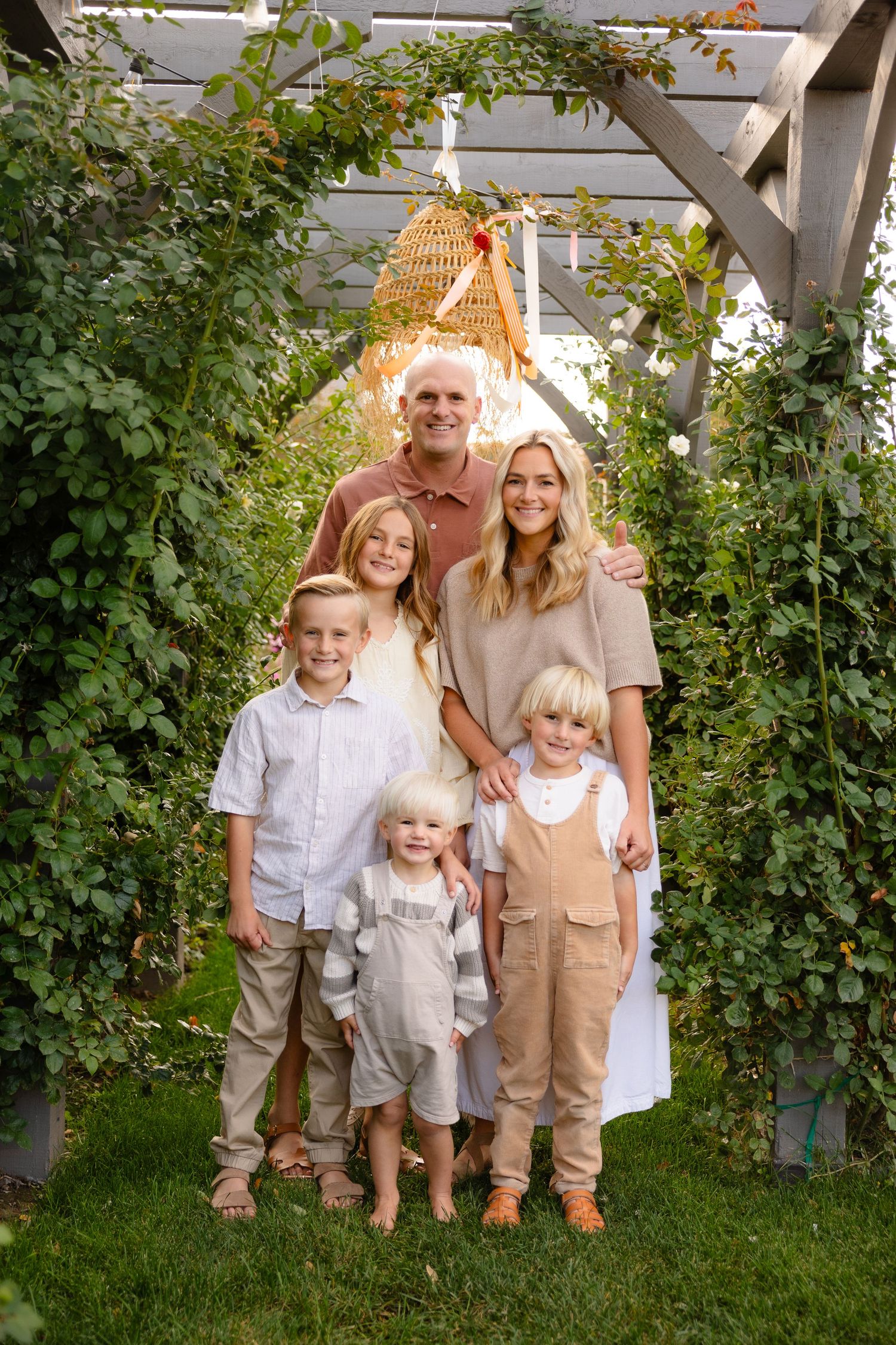 family photos with lots of flowers