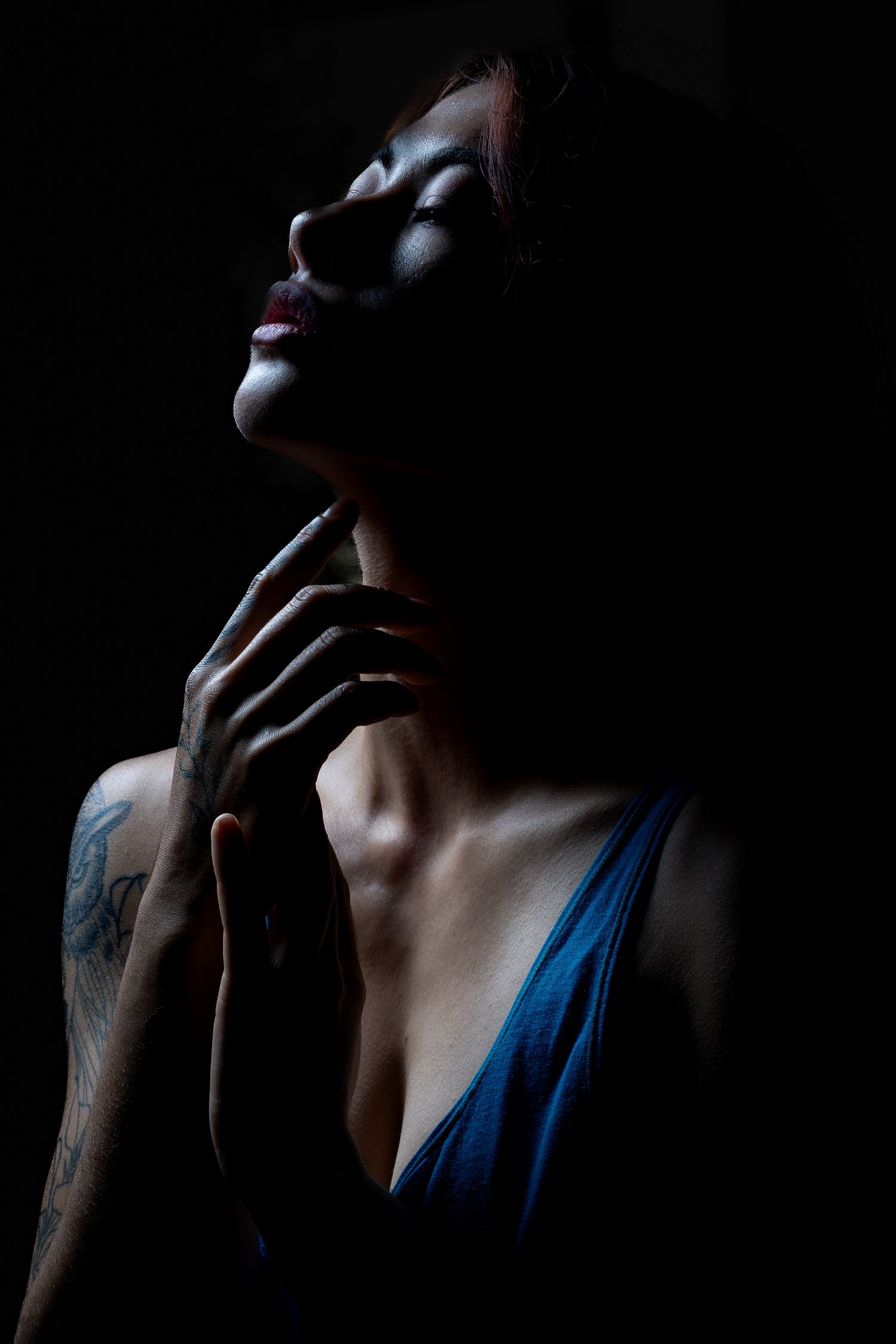 Female fashion studio headshot photo shoot taken at Brisbane Queensland by One Bird Laughing portrait photography
