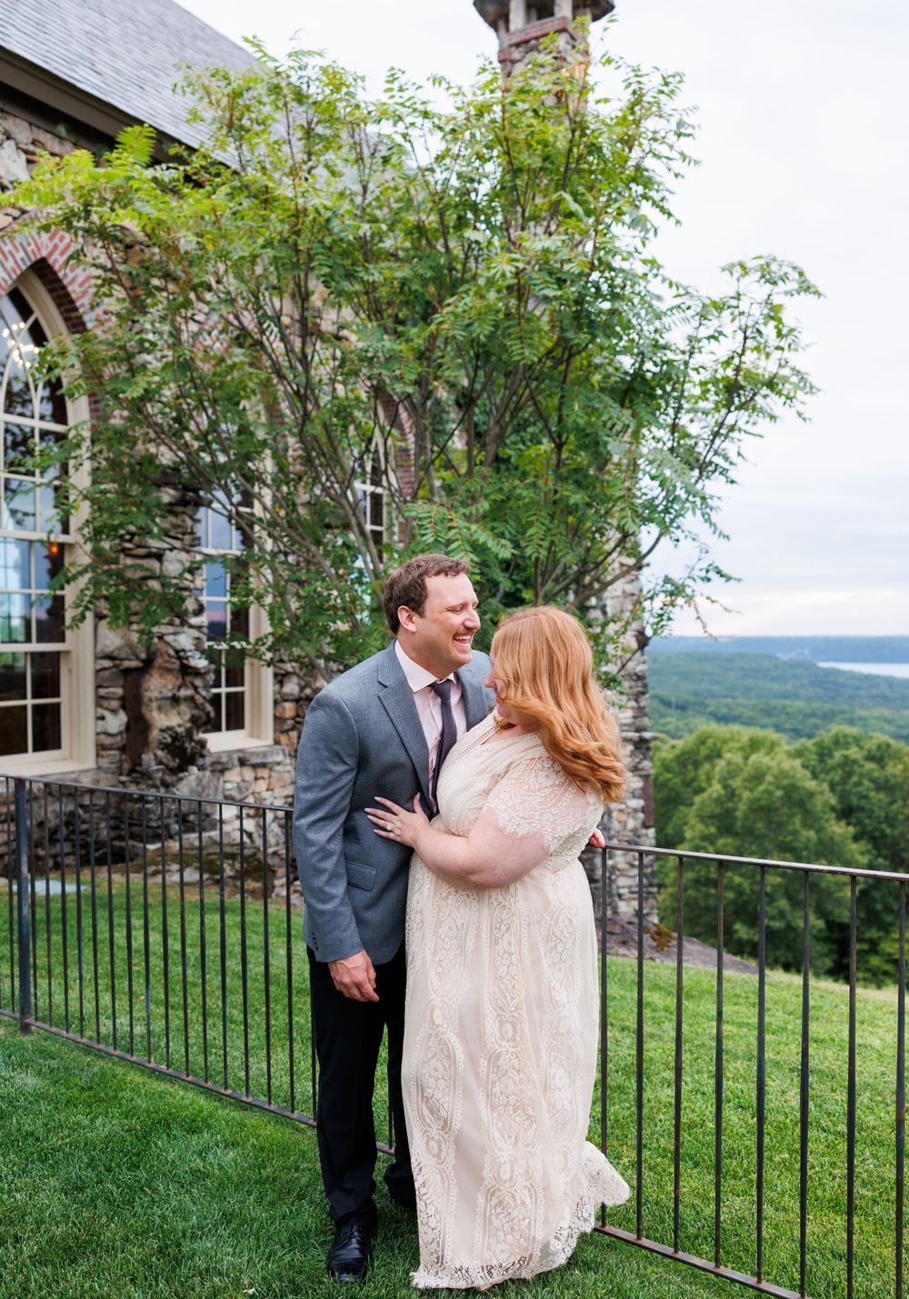 A couple getting engaged at top of the rock in Branson Missouri near big cedar lodge.