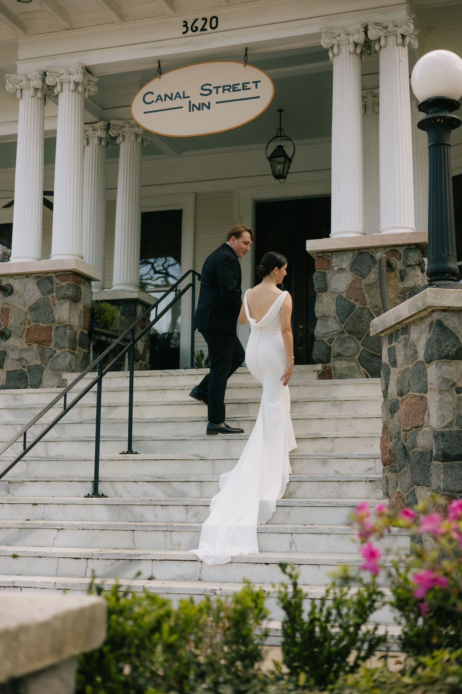 Bride and groom in downtown New Orleans