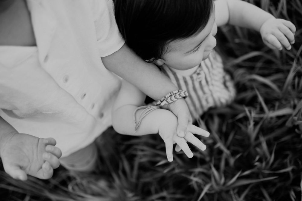 Detail Hand Holding in Black and White