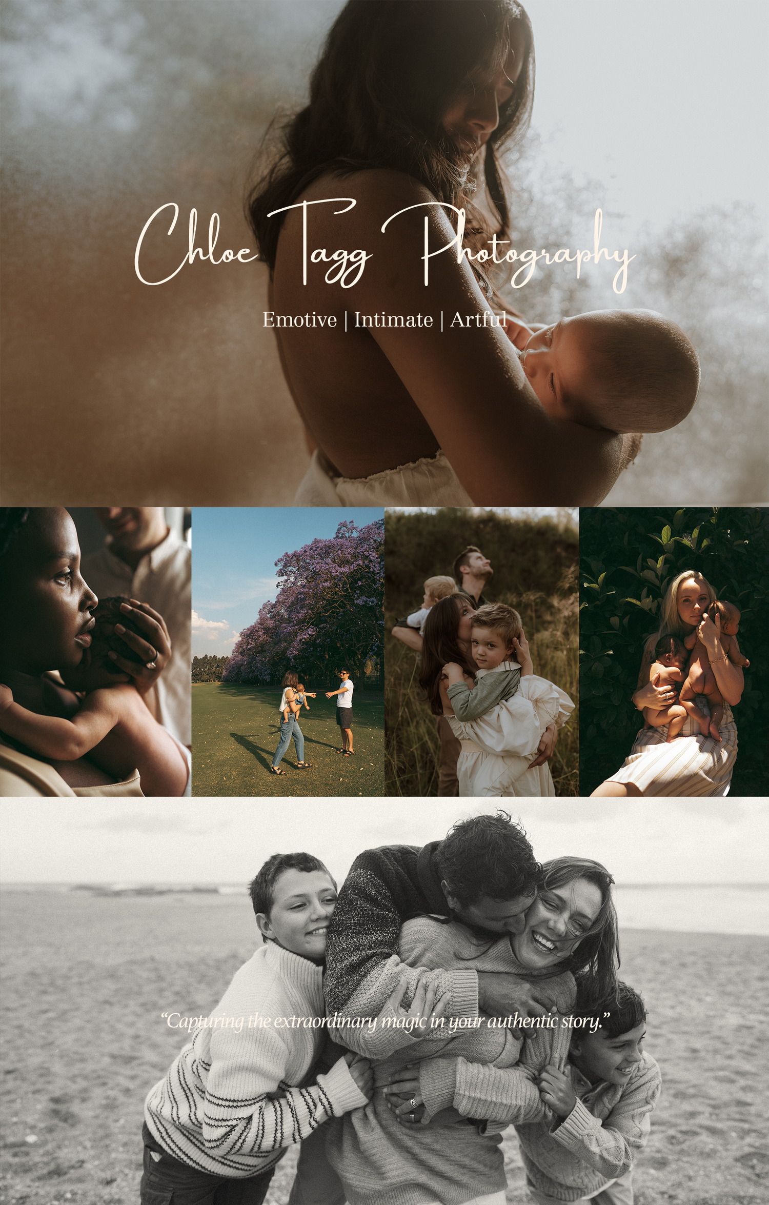 Photography business branding collage featuring outdoor family photo sessions.