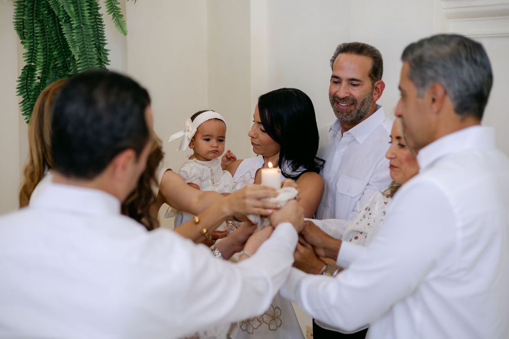 Christening photography in Punta Cana featuring intimate details and candid family moments. Clean, classic images with a tropical touch.