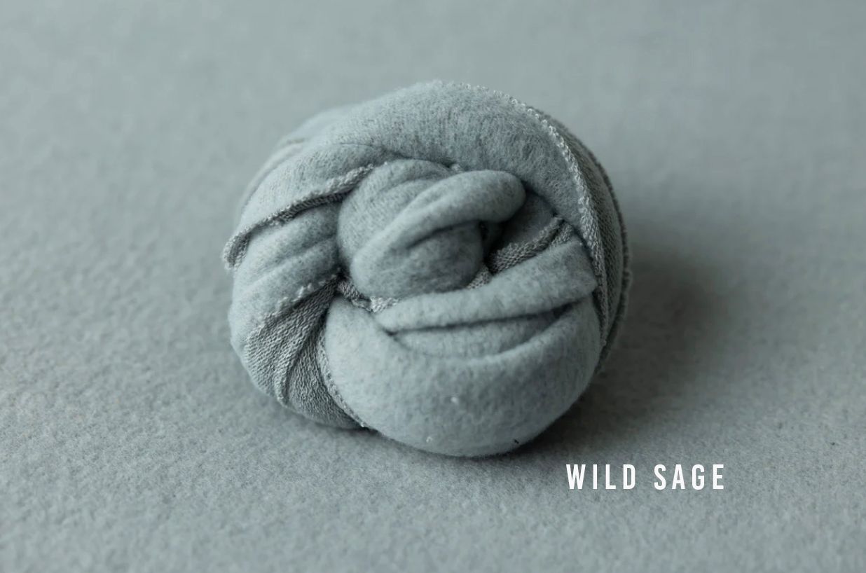 Wild sage light blue-gray soft knit wrap bundled for newborn photography sessions.