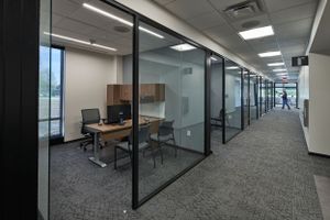 Interior photo of offices at the SARTA transit Headquarters offices in Canton designed by Bowen+ Architects.