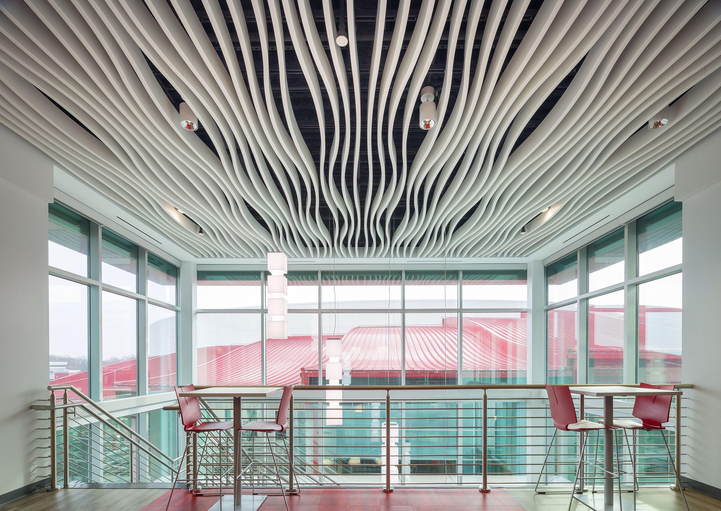 Cincinnati architectural photographer photo of a cafe break area in a North Carolina office
