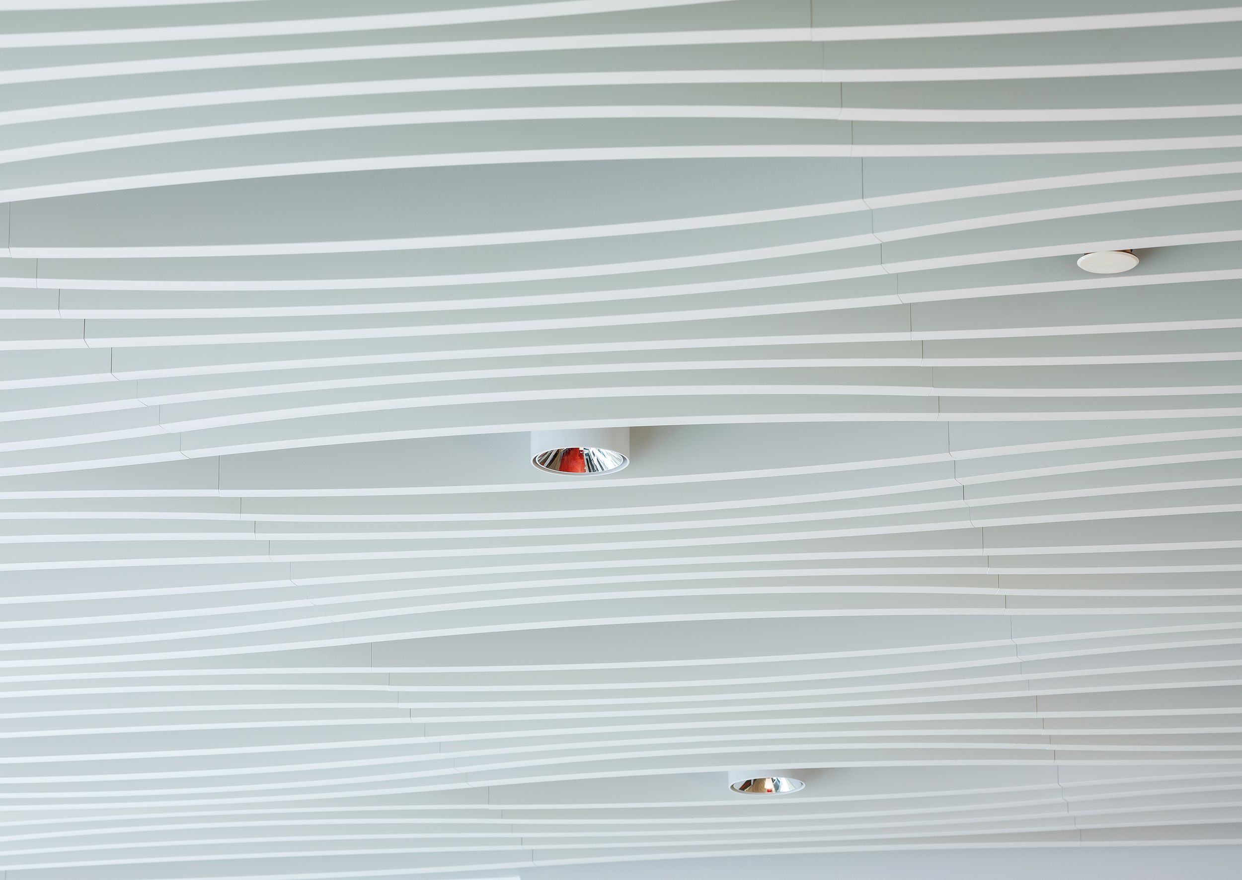 Cincinnati architectural photographer photo of a ceiling over a cafe break area in a North Carolina office