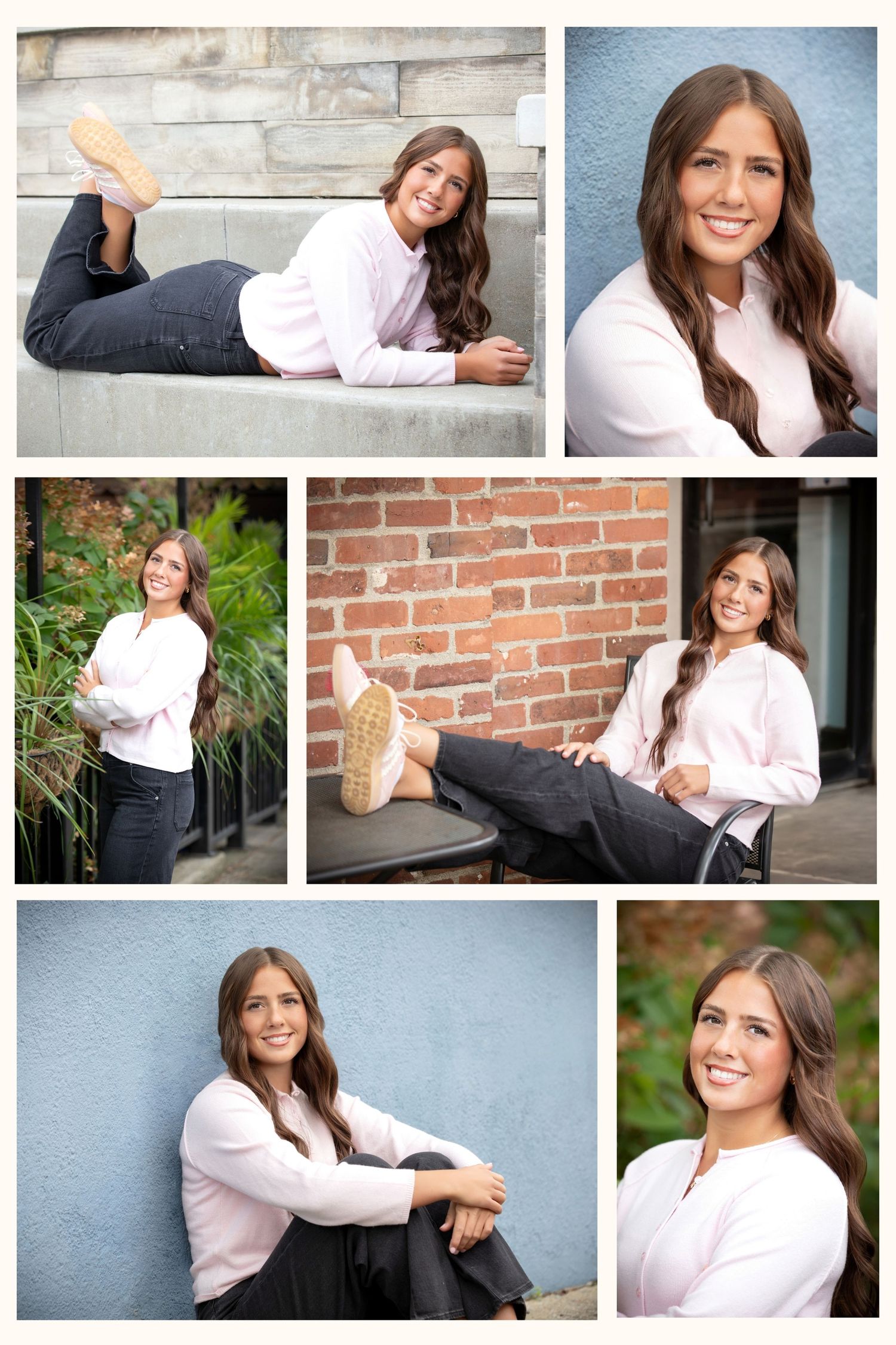 Olentangy senior photos in Uptown Westerville with colorful walls, historic charm, and stylish senior picture inspiration.