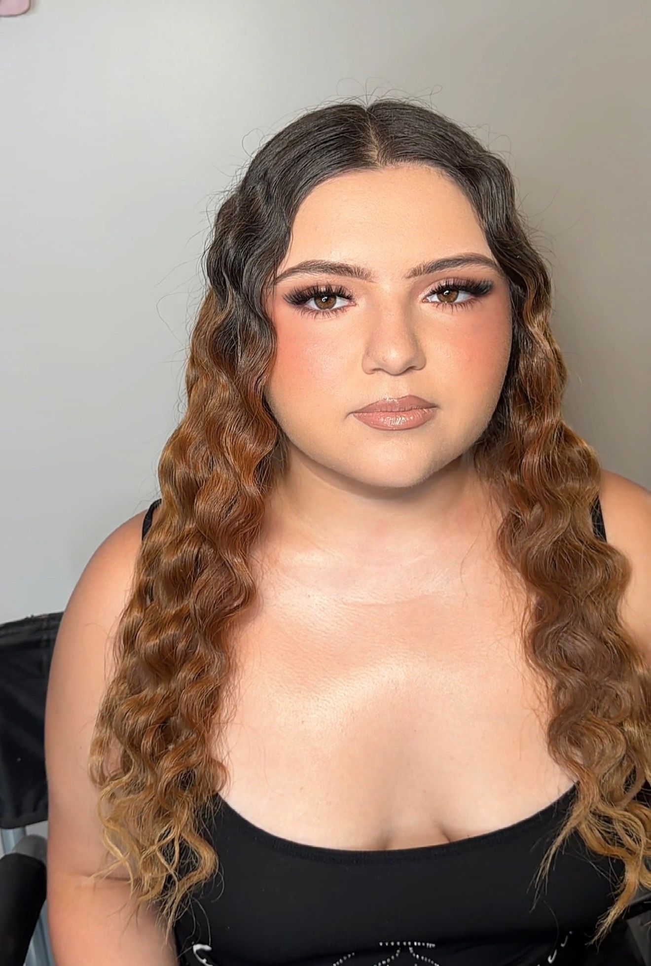 Luxury soft glam makeup by Kay Alvarez Makeup in Orlando, Florida featuring flawless complexion, wispy lashes, and nude lips