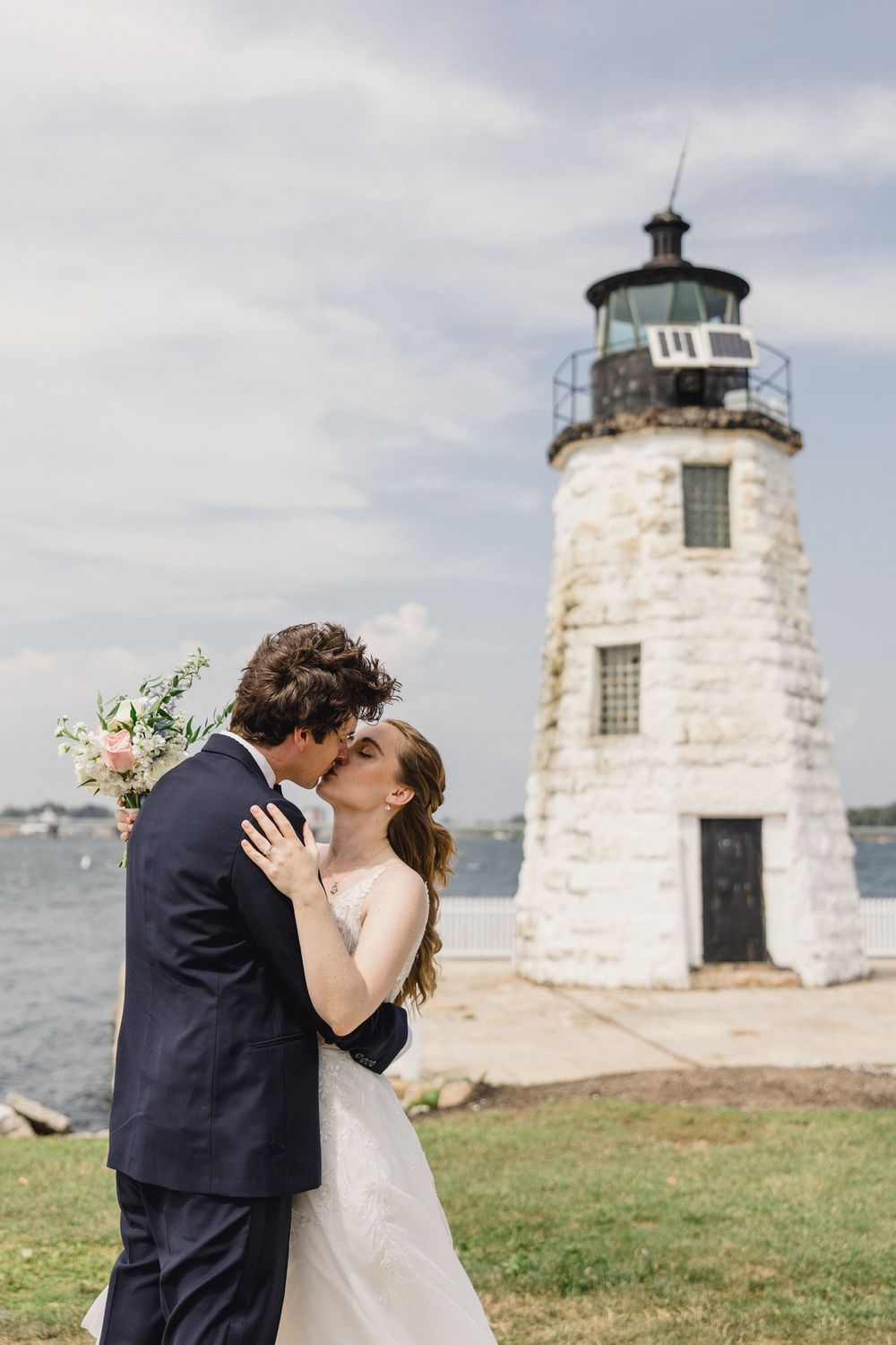 First look Newport, RI wedding, Newport Harbor island resort