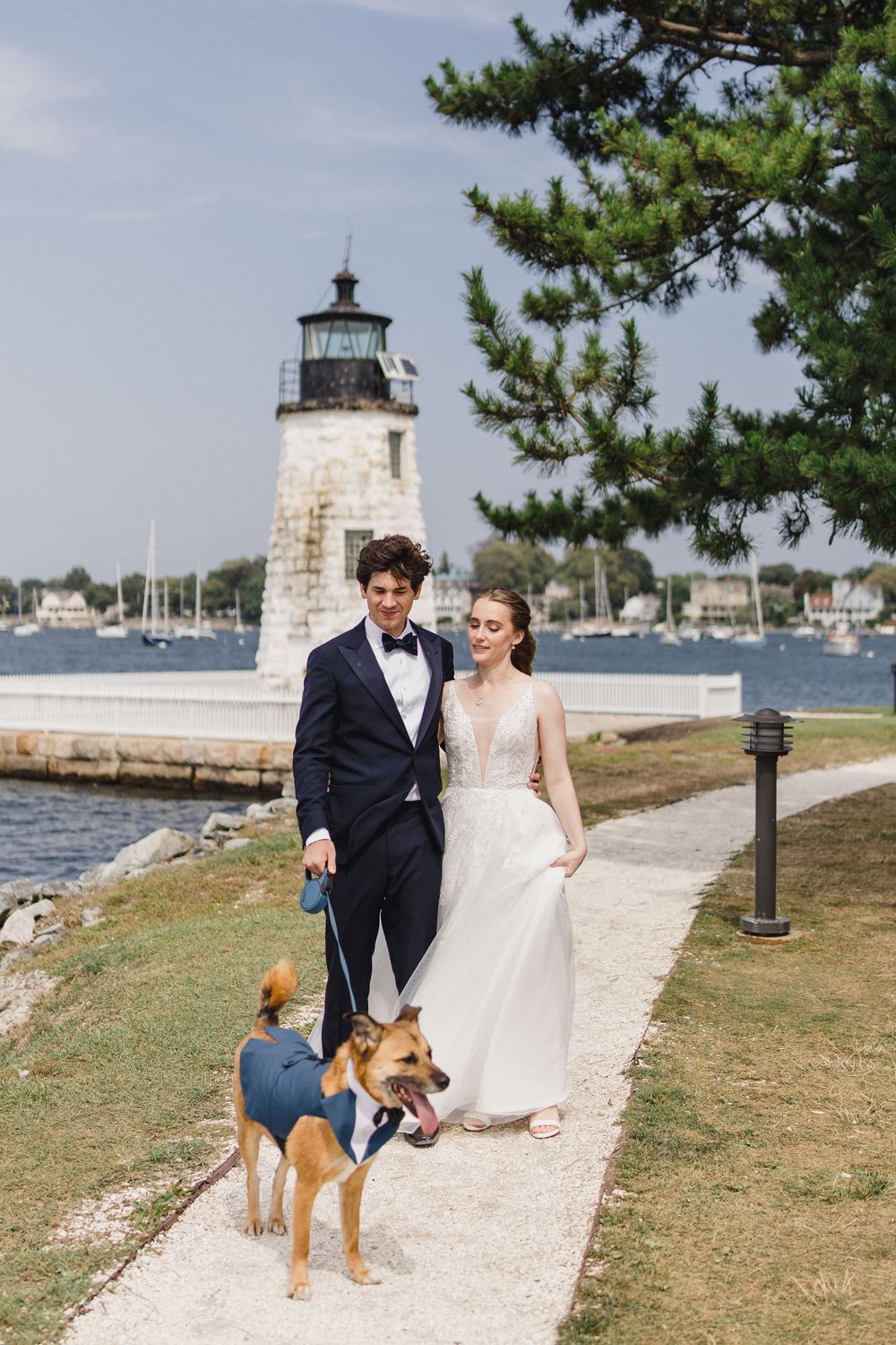 First look Newport, RI wedding, Newport Harbor island resort