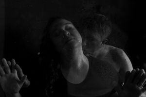 Black and white photo sequence shows a person smoking a cigarette in a dark, moody setting.