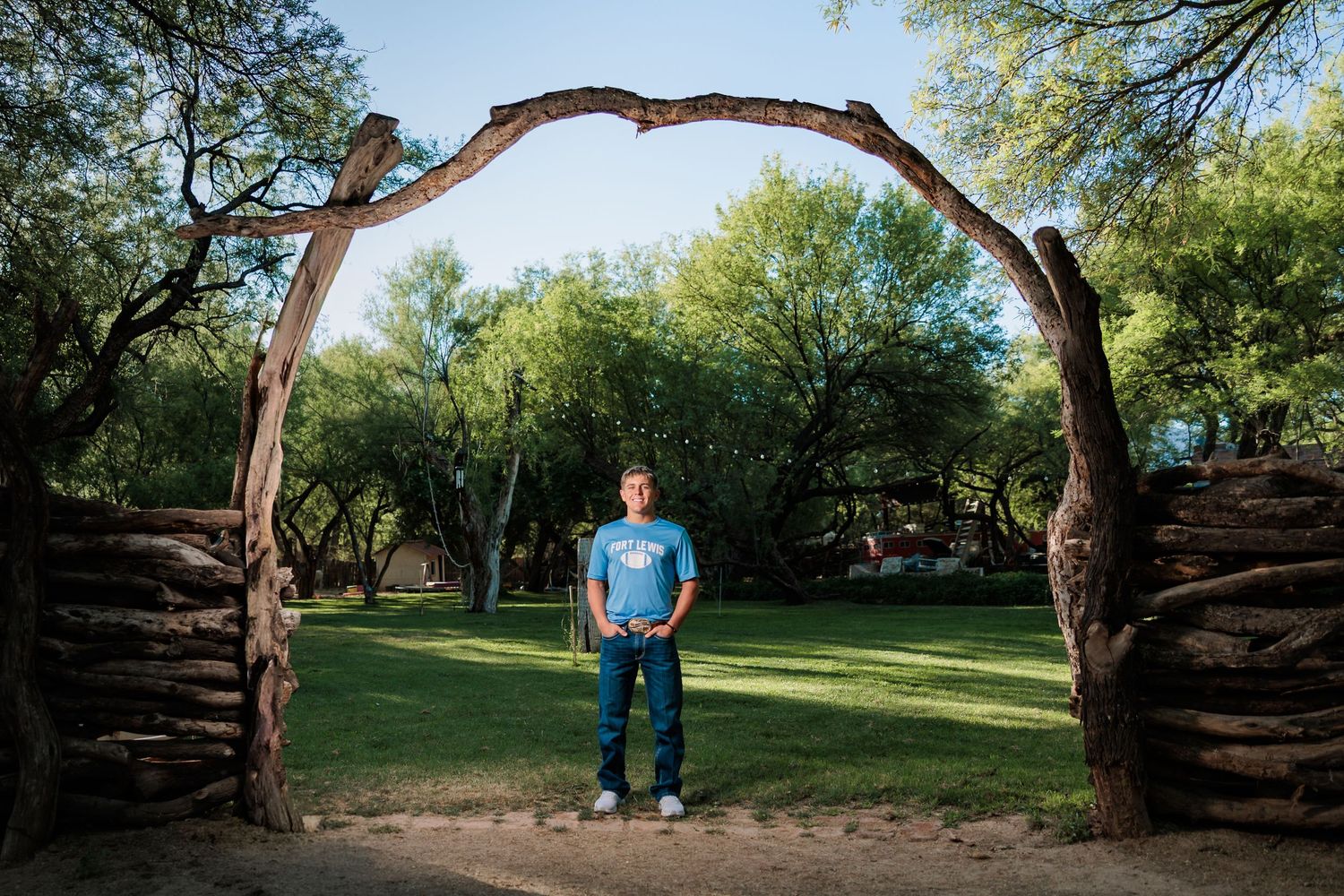 Senior guy posing at a ranch in Tucson, AZ