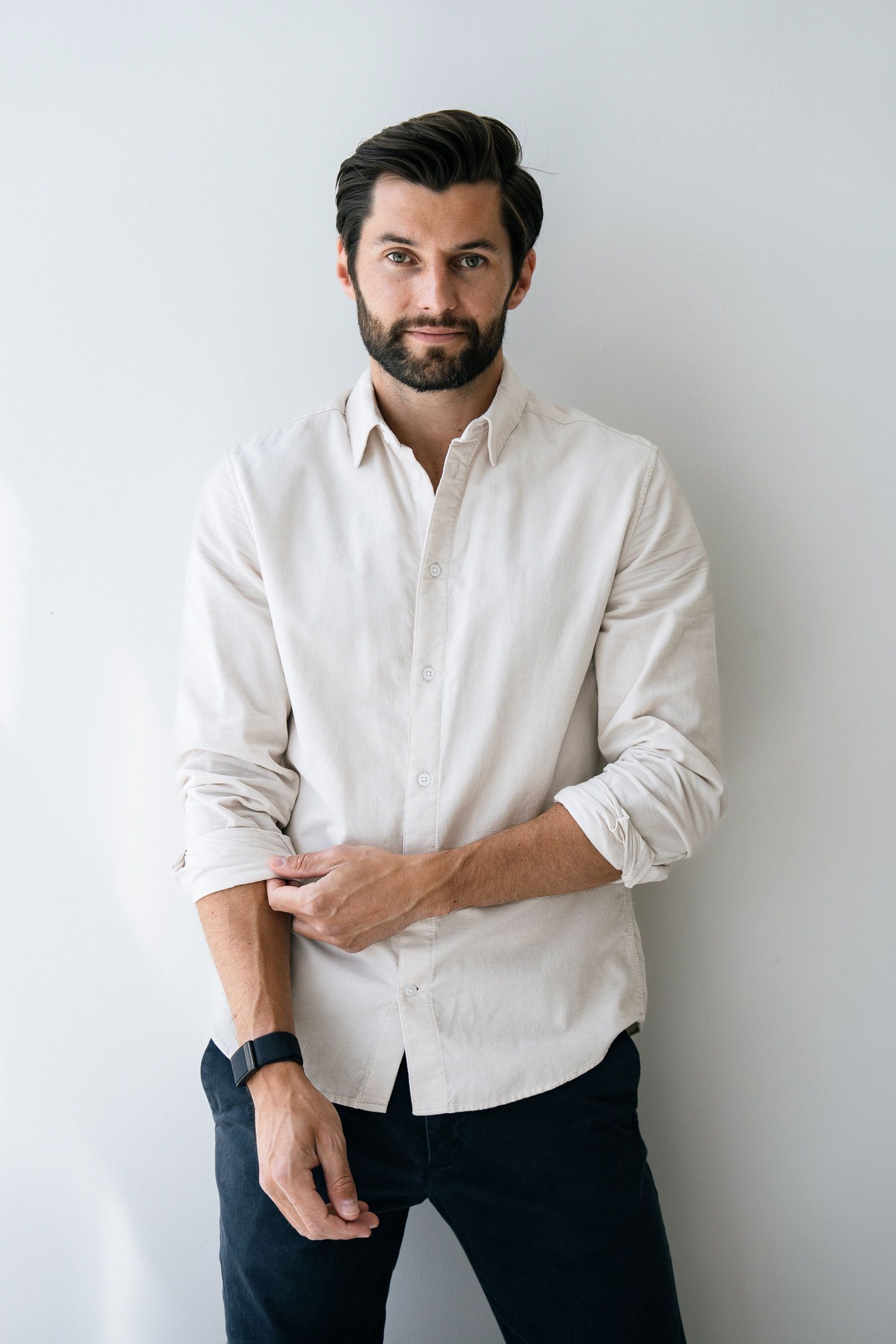 Corporate personal branding portrait with clean minimalist backdrop