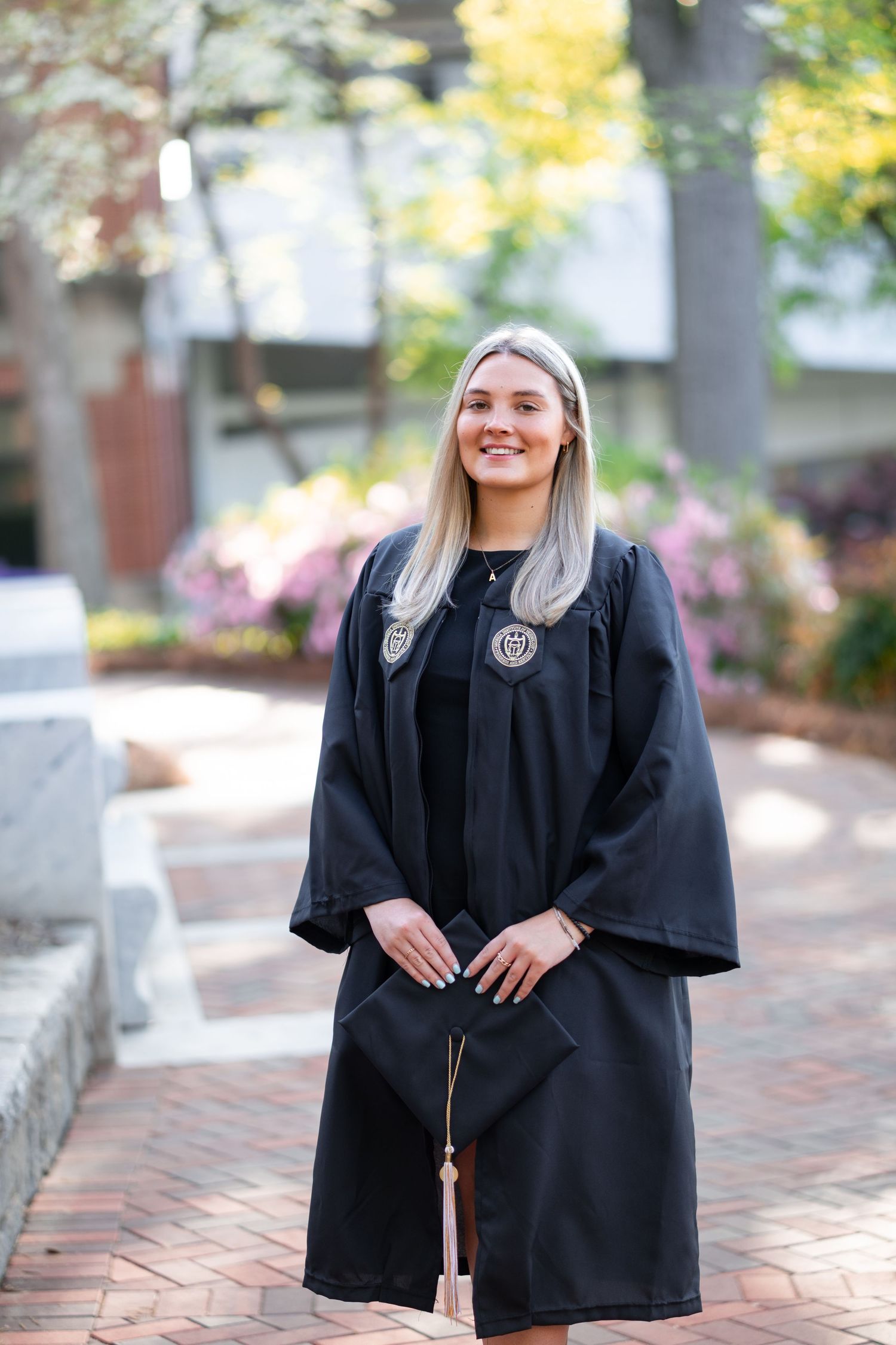 Georgia Tech graduation photos in the morning in front of tech tower by Atlanta graduation photographer