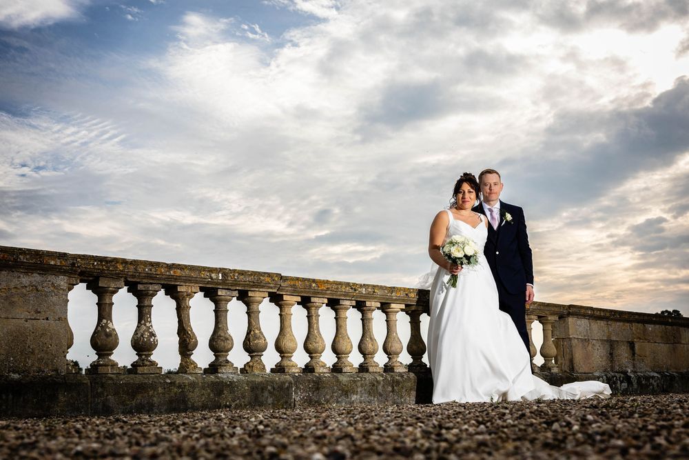 Bride and groom portraits at Prestwold Hall