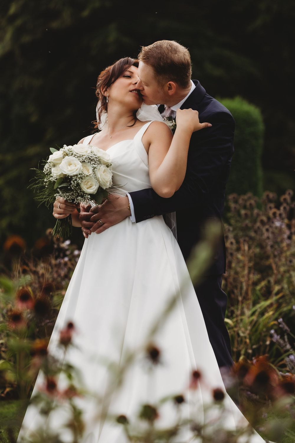 Bride and groom portraits at Prestwold Hall