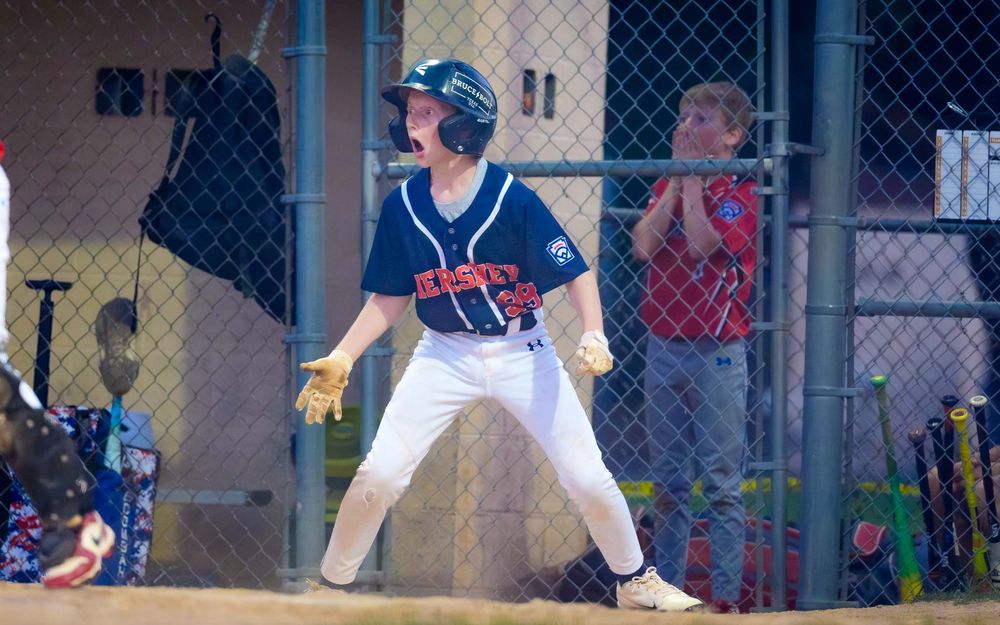 Hershey 11U Blue baserunner takes a lead off the bag during the District 6 Championship game against Hampden, by Deanna Fox, SportsFox Photo