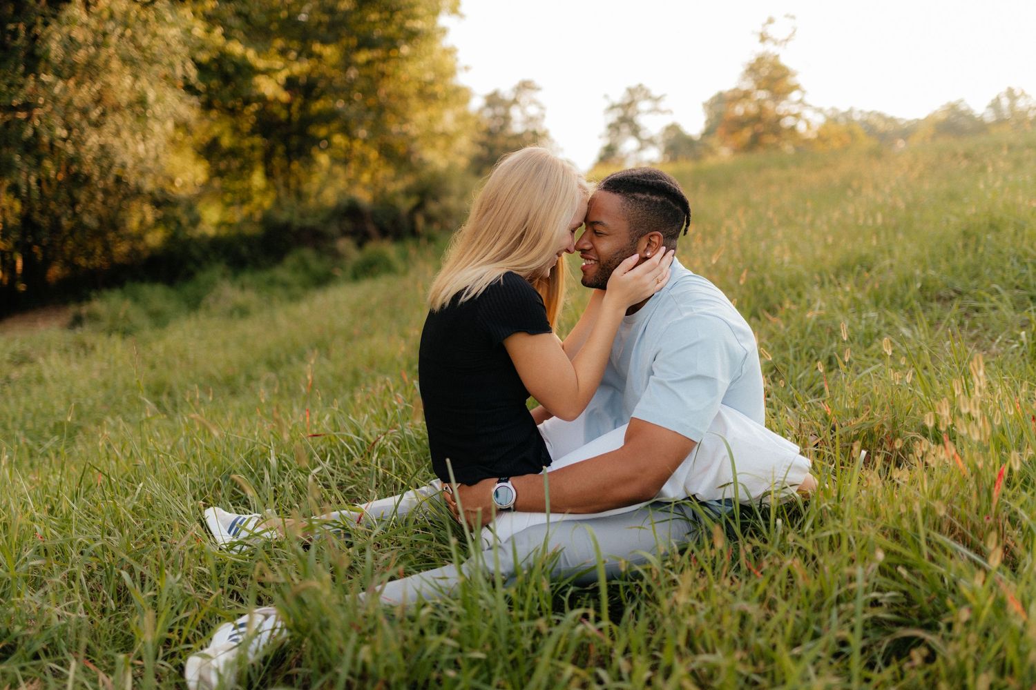 Couple in field around Woodstock, Georgia